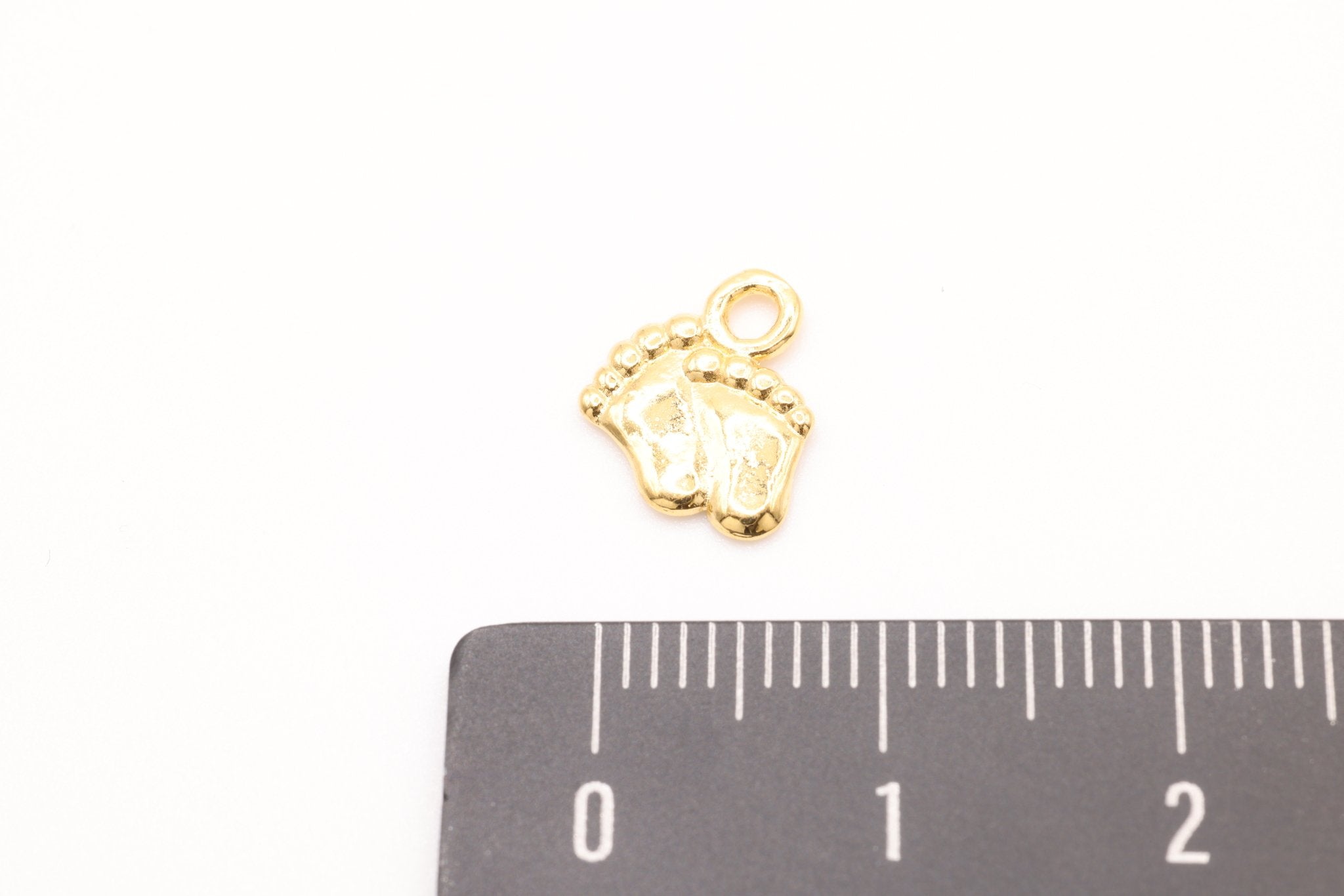 Baby Feet Charm, Wholesale, 18K Gold-Plated 925 Sterling Silver, 11mm x 9mm, Small Baby Foot Imprint