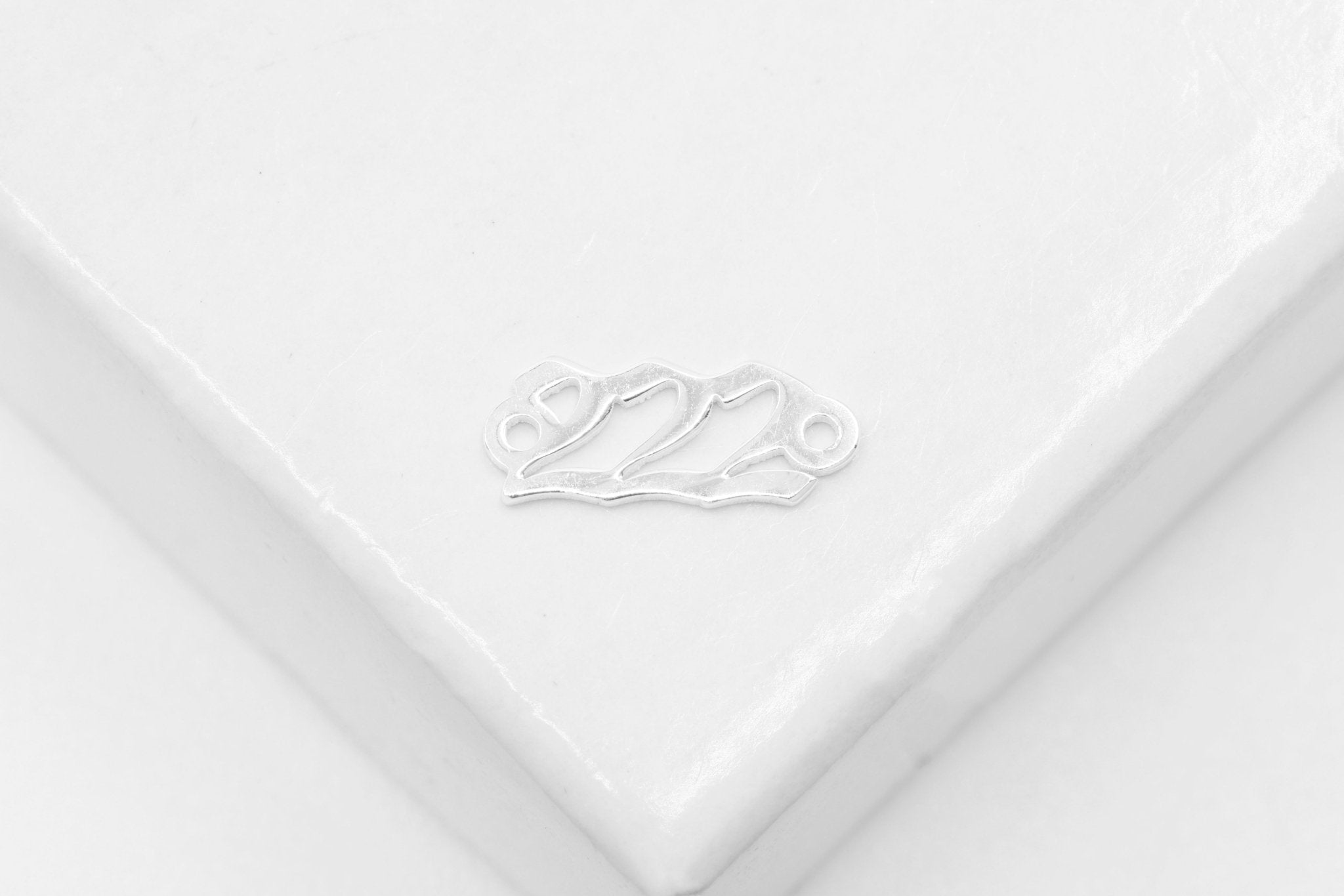 222 Angel Number Charm, 925 Sterling Silver, 9mm x 3mm, Bulk DIY Wholesale Jewelry Making Charm - HarperCrown
