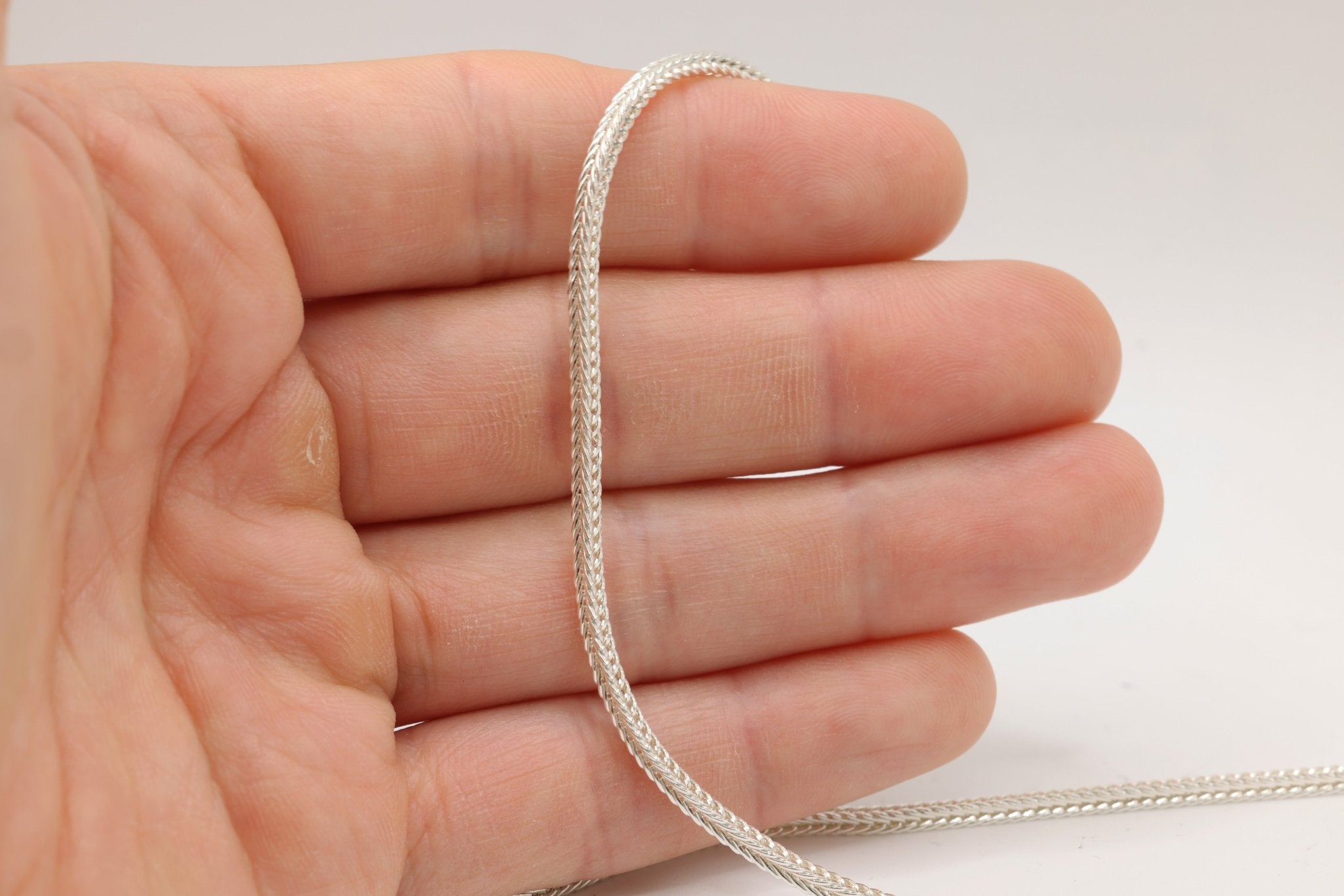 2.2mm Foxtail Fancy Chain, 925 Sterling Silver, Wholesale, Pay Per Foot, Jewelry Making Chain - HarperCrown