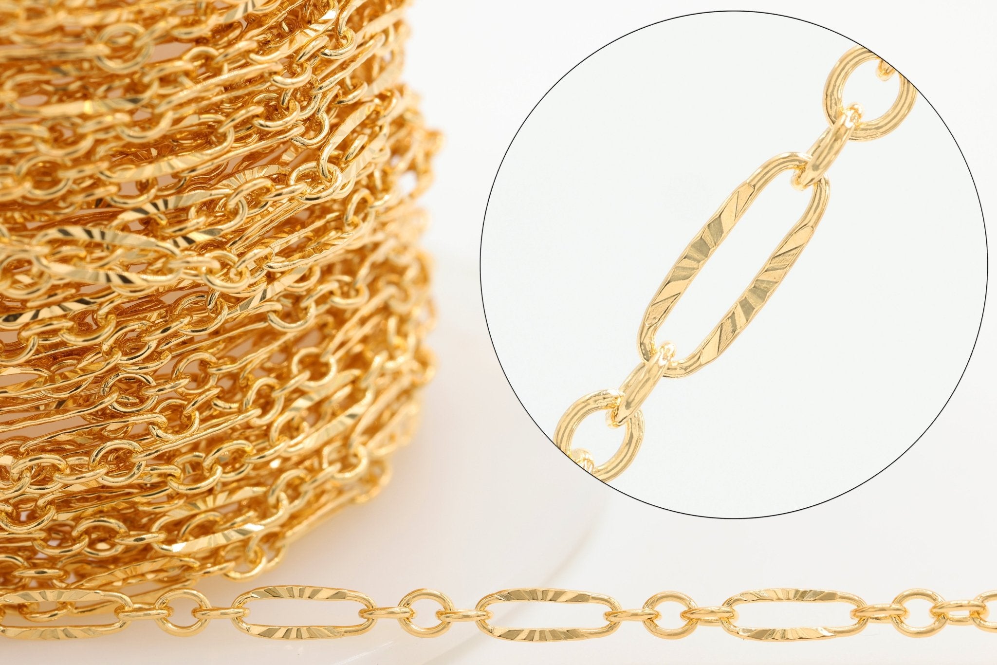 2.4mm x 6.6mm Starburst Cable Chain, 14/20 Gold-Filled, Wholesale, Pay Per Foot, Jewelry Making Chain - HarperCrown