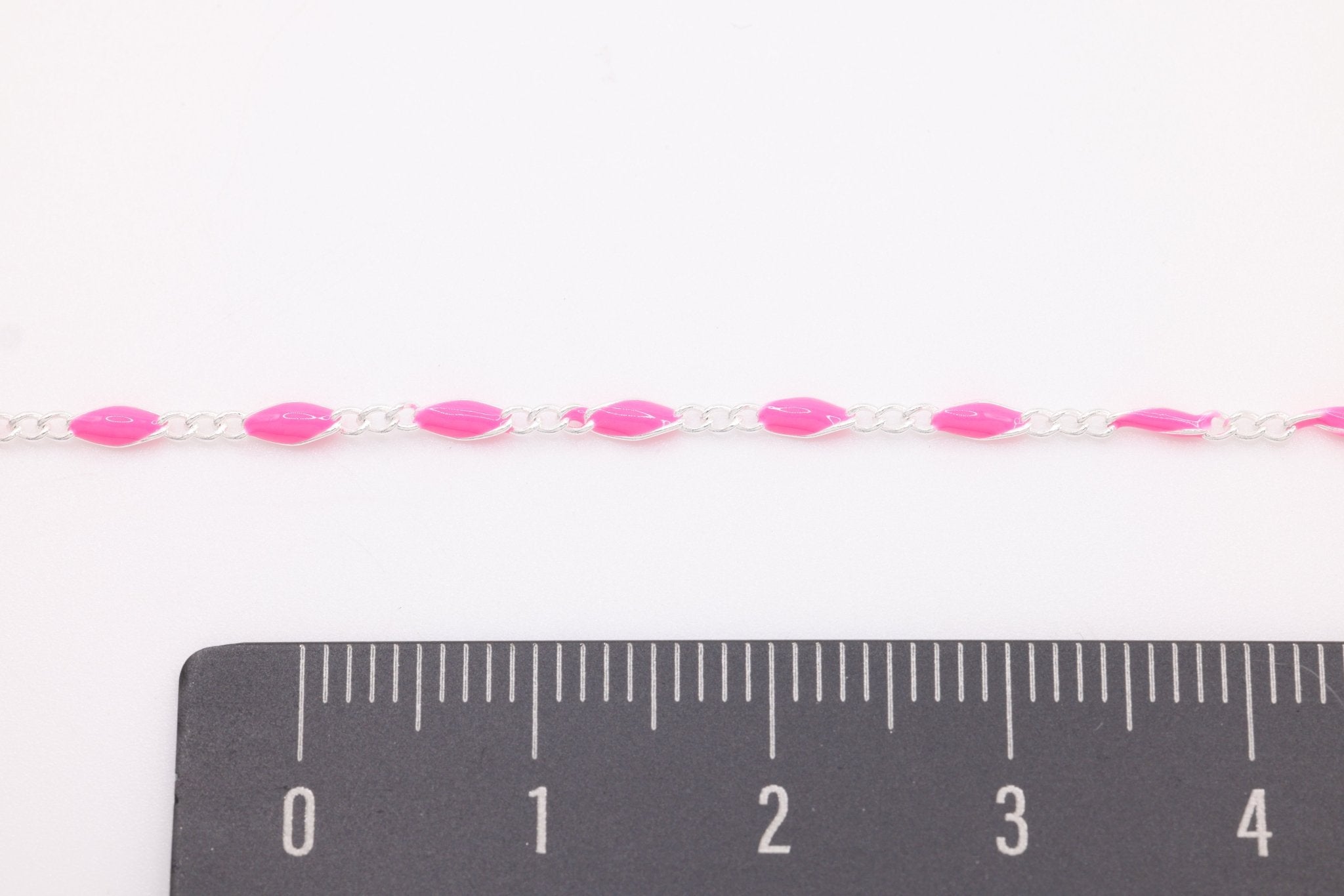 2.5mm x 3.5mm Figaro Pink Enamel Chain, 925 Sterling Silver, Enamel Color Unfinished Chain Permanent Jewelry - HarperCrown