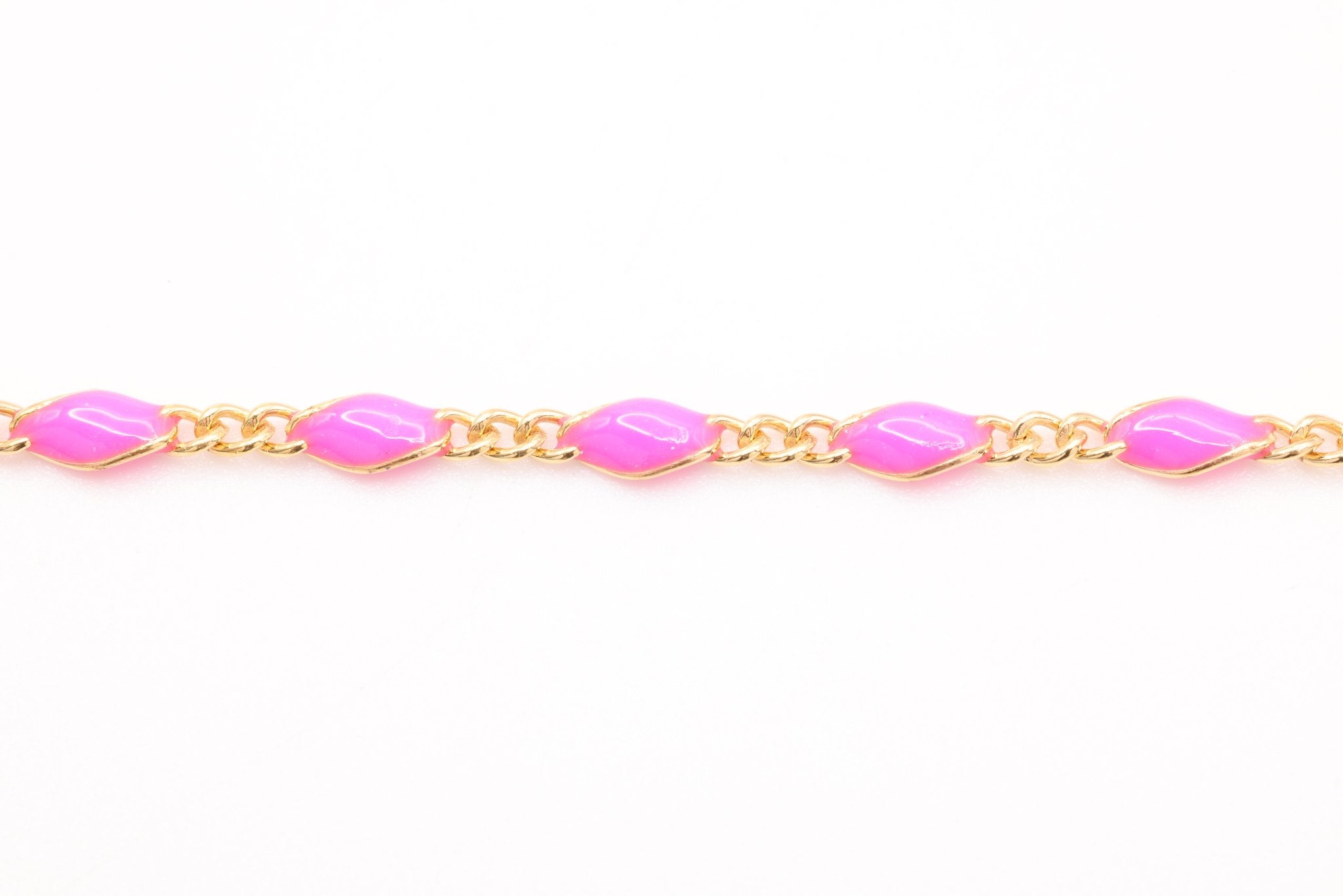 2.5mm x 3.5mmmm Figaro Pink Enamel Chain, Gold - Filled, Enamel Color Unfinished Chain Permanent Jewelry - HarperCrown