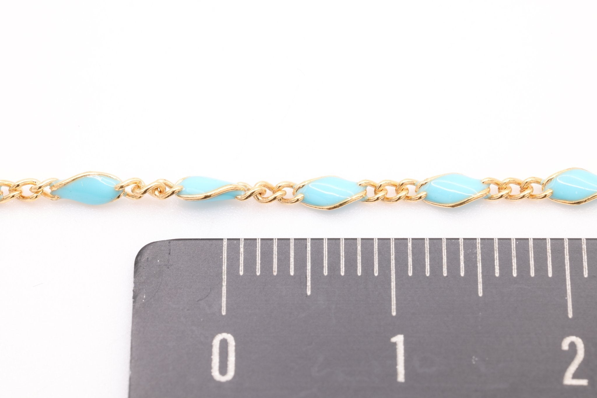 2.5mm x 3.5mmmm Figaro Turquois Enamel Chain, Gold - Filled, Enamel Color Unfinished Chain Permanent Jewelry - HarperCrown