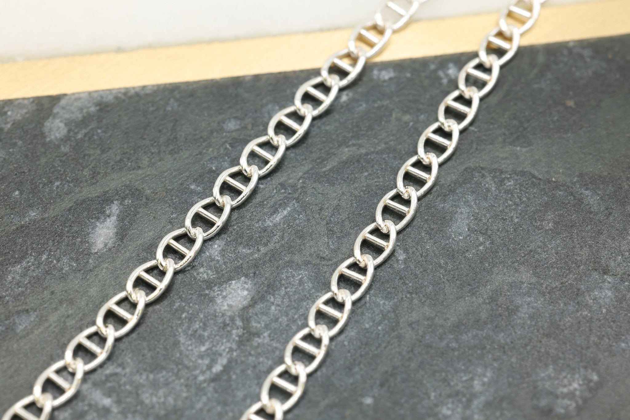 2.5mm x 4.5mm Mariner Anchor Chain, 925 Sterling Silver, Bulk DIY Spool Pay Per Foot Jewelry Making Chain - HarperCrown