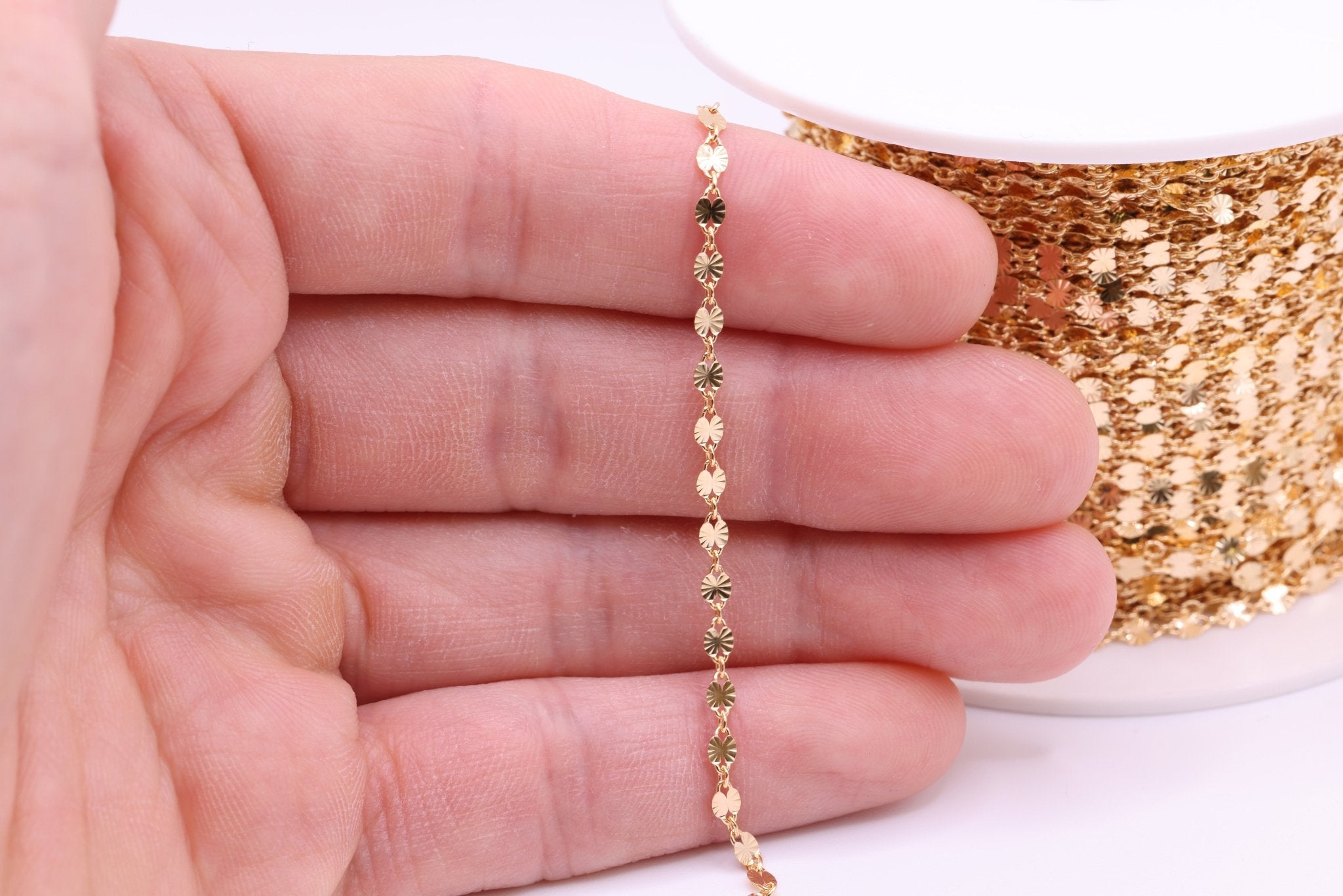 2.5mm x 4mm Starburst Cable Chain, 14/20 Gold - Filled, Wholesale, Pay Per Foot, Jewelry Making Chain - HarperCrown