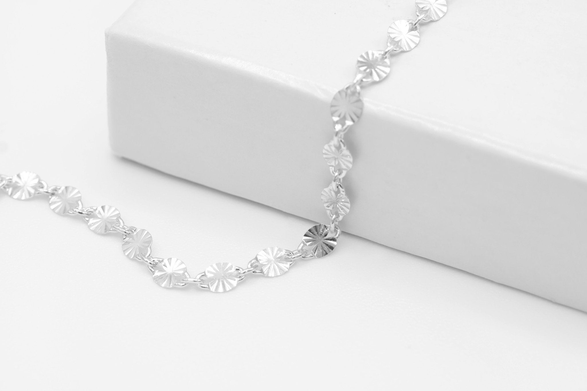 2.5mm x 4mm Starburst Cable Chain, 925 Sterling Silver, Wholesale, Pay Per Foot, Jewelry Making Chain - HarperCrown