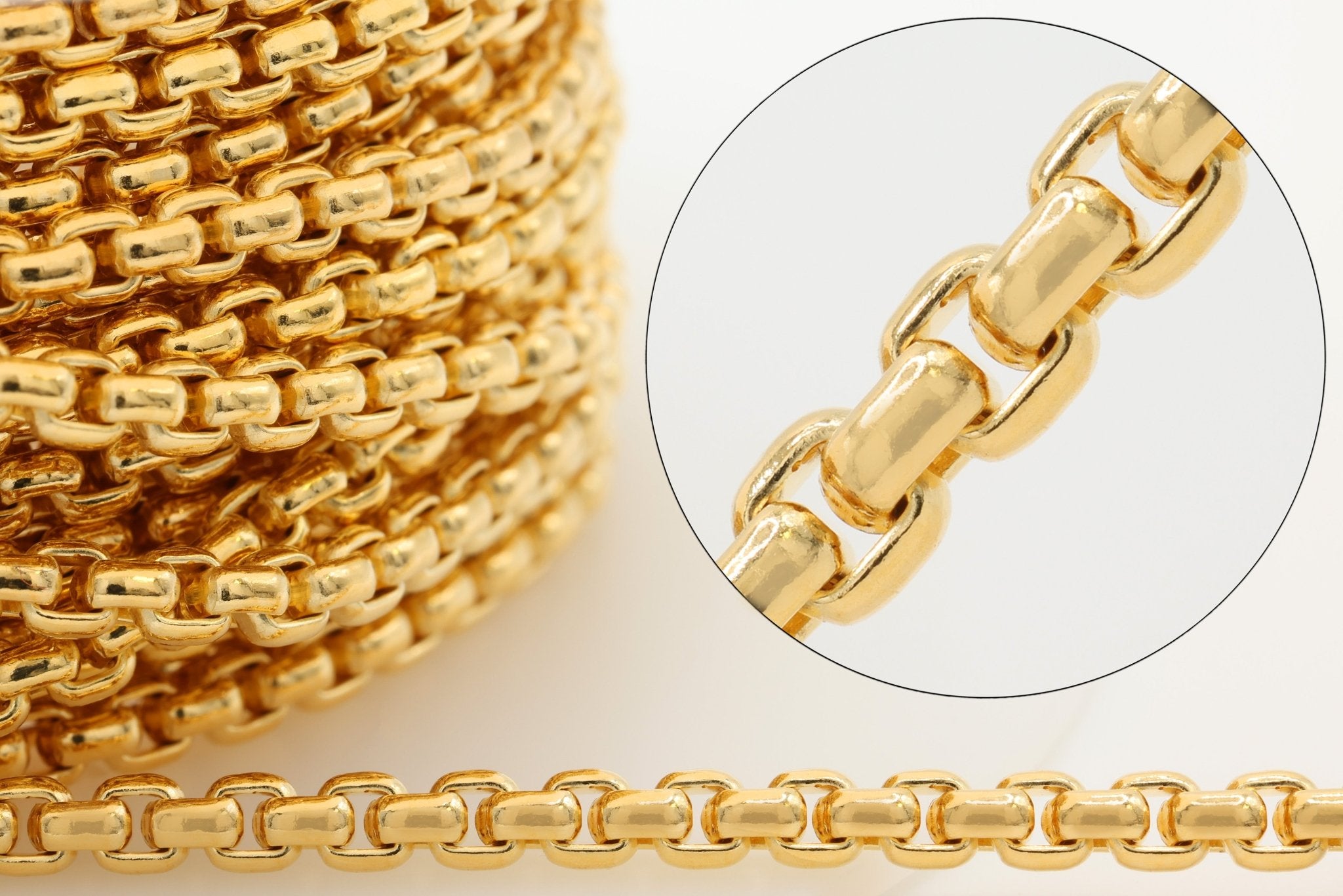 2.6mm Round Venetian Box Chain, 14/20 Gold - Filled, Wholesale, Pay Per Foot, Jewelry Making Chain - HarperCrown
