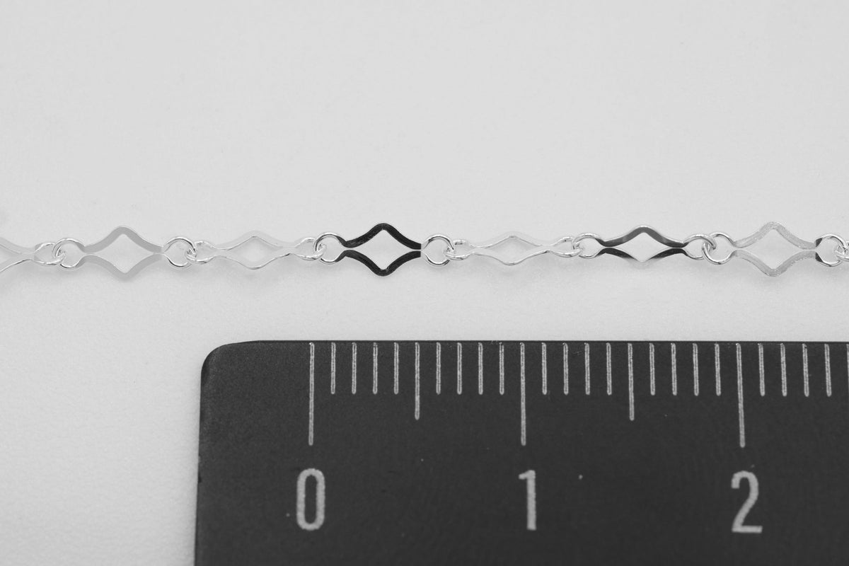 2.7mm x 7mm Marquise Diamond Fancy Chain, 925 Sterling Silver, Wholesale, Pay Per Foot, Jewelry Making Chain - HarperCrown