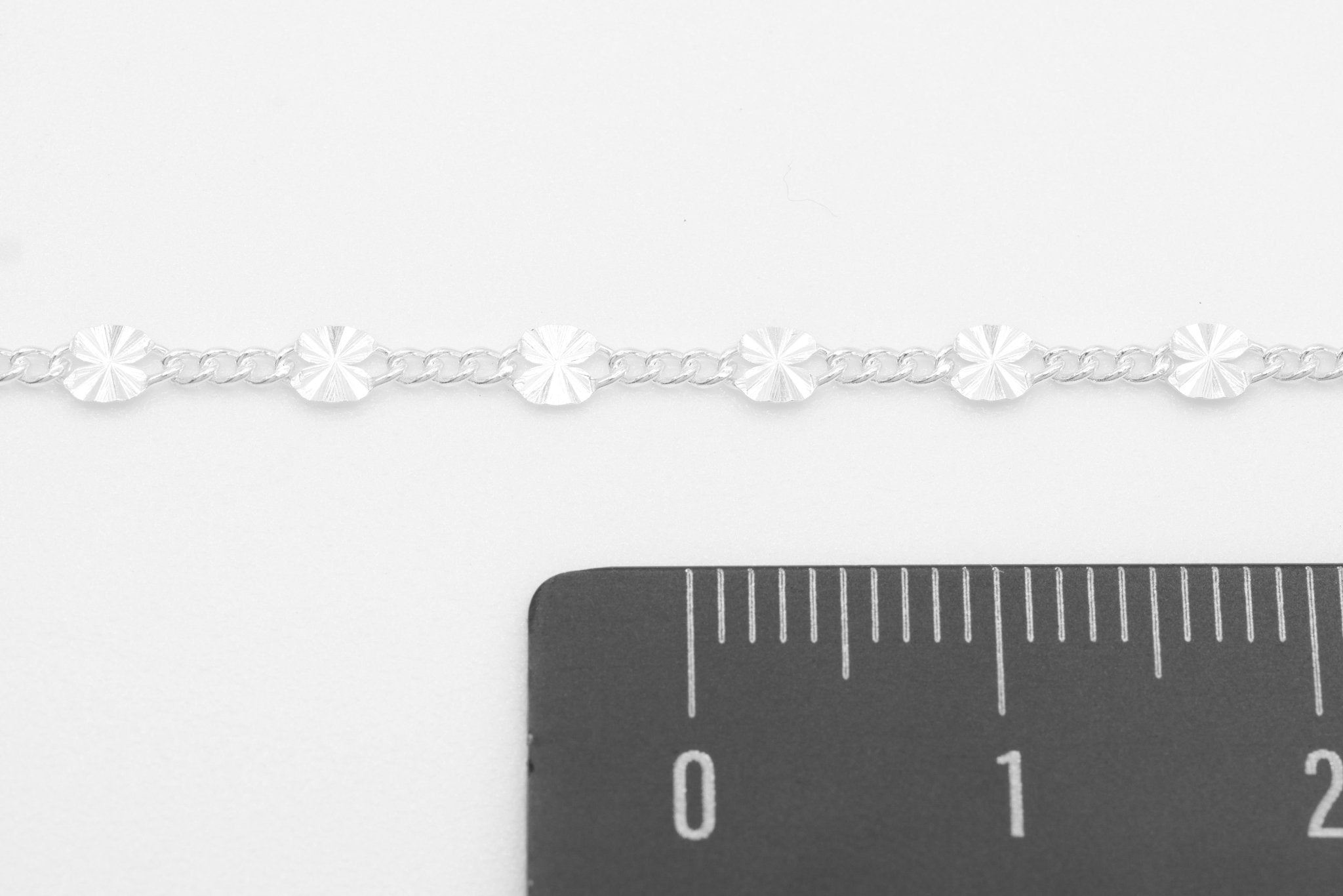 2.8mm x 4.5mm Starburst Curb Chain, 925 Sterling Silver, Wholesale, Pay Per Foot, Jewelry Making Chain - HarperCrown