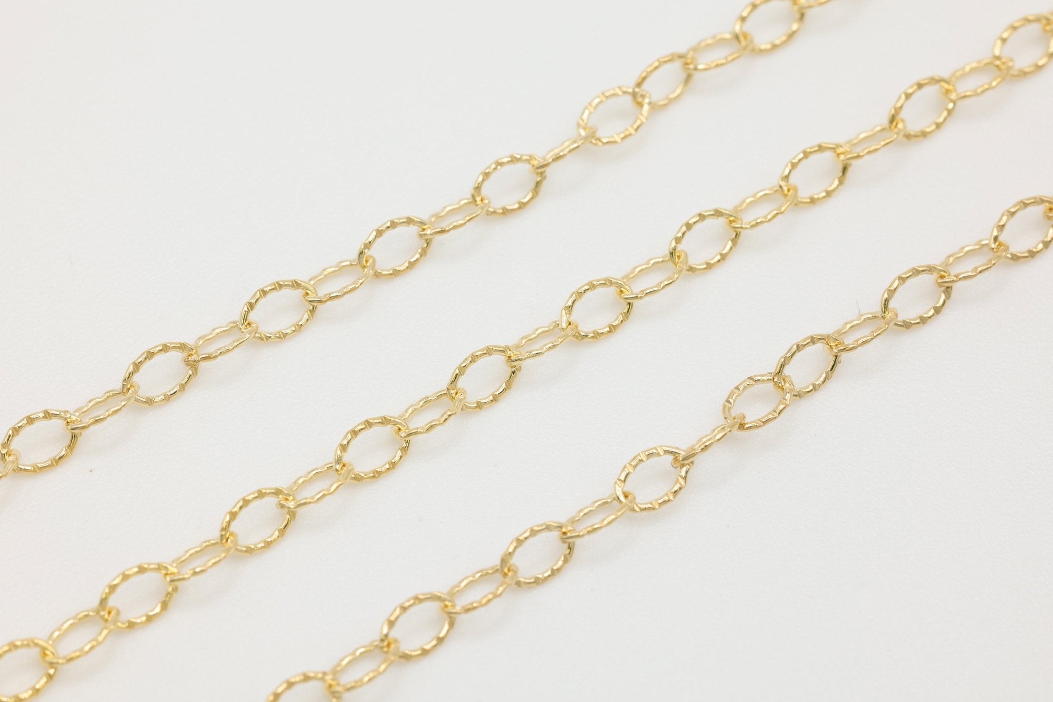 2.8mm x 4mm Knurled Cable Chain, 14/20 Gold - Filled, Wholesale, Pay Per Foot, Jewelry Making Chain - HarperCrown
