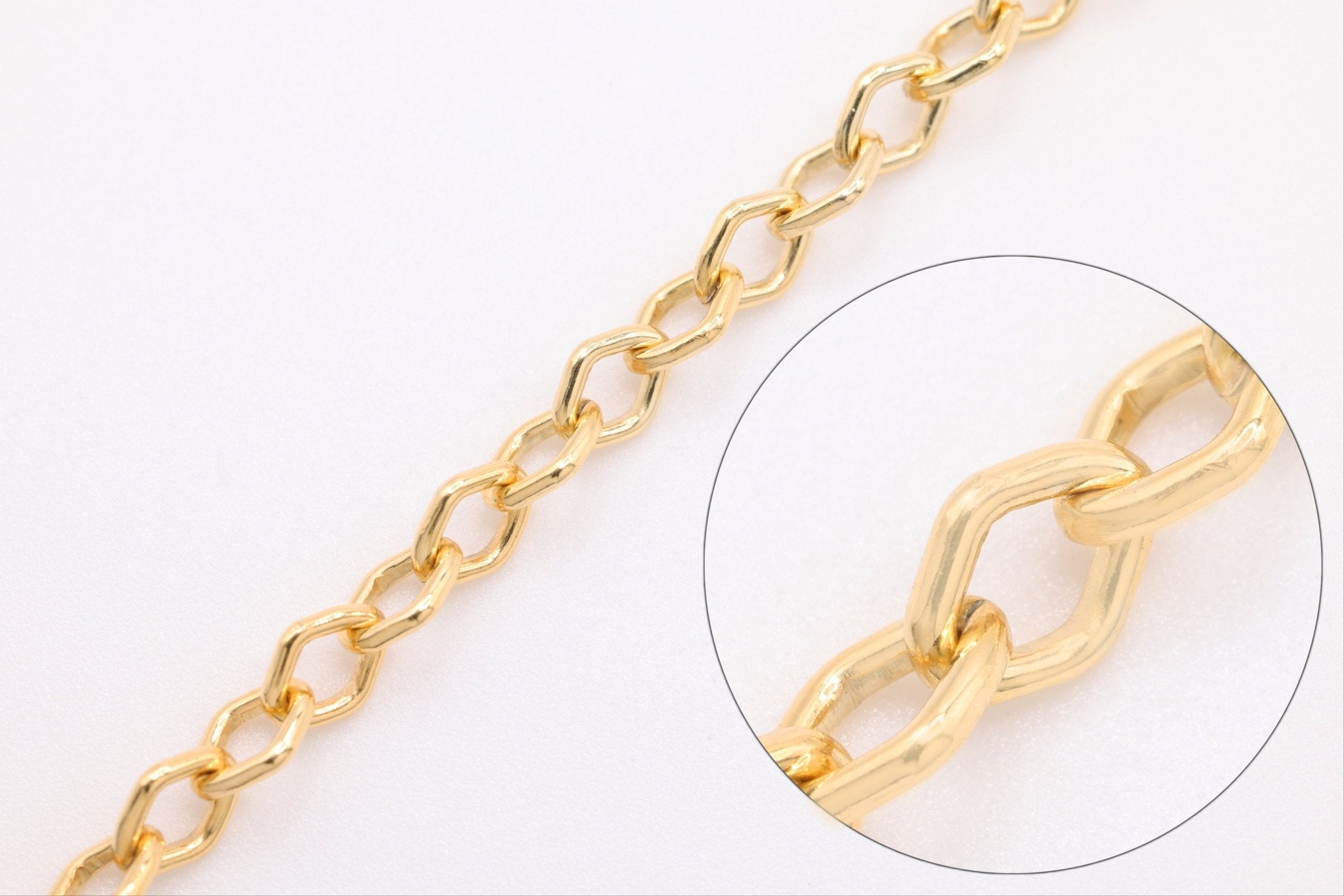 2mm Diamond Cable Chain, Gold - Filled, Bulk DIY Spool Pay Per Foot Jewelry Making Chain - HarperCrown