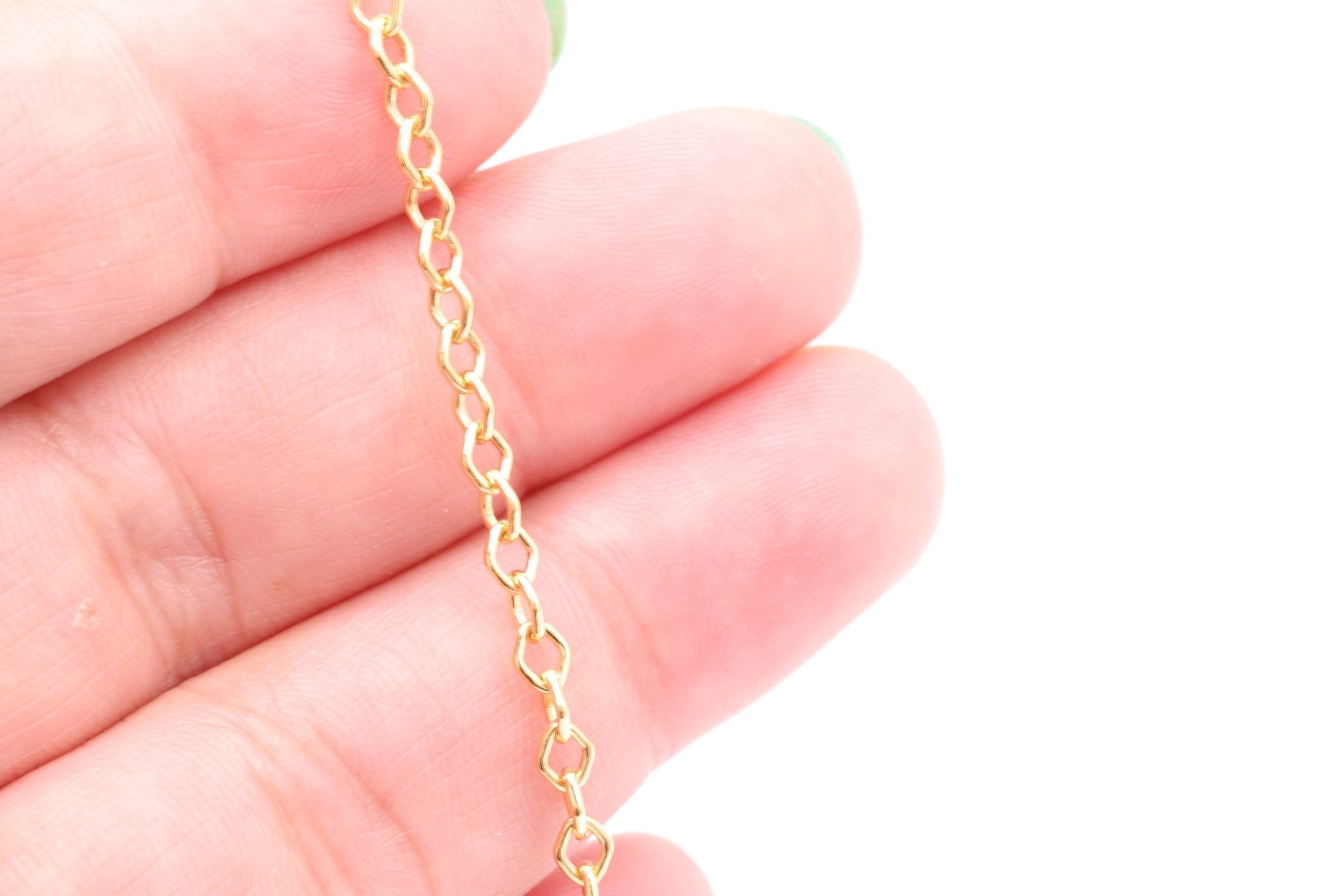 2mm Diamond Cable Chain, Gold - Filled, Bulk DIY Spool Pay Per Foot Jewelry Making Chain - HarperCrown