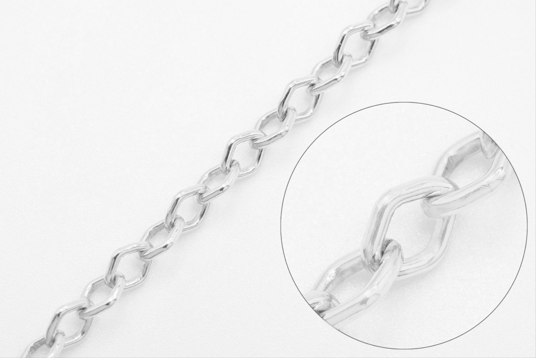 2mm Diamond Cable Chain, Sterling Silver, Bulk DIY Spool Pay Per Foot Jewelry Making Chain - HarperCrown