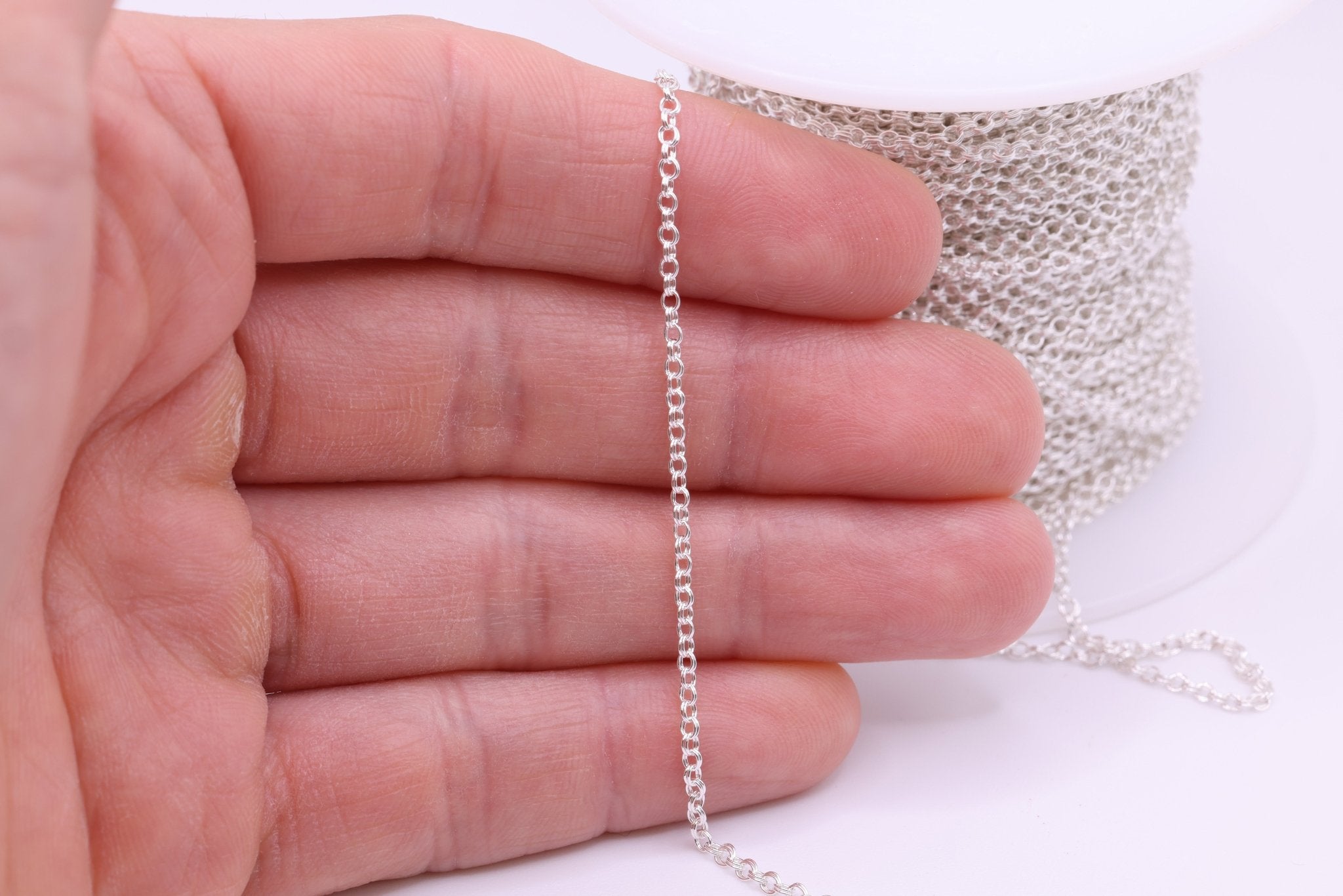 2mm Double Cable Chain, 925 Sterling Silver, Wholesale, Pay Per Foot, Jewelry Making Chain - HarperCrown