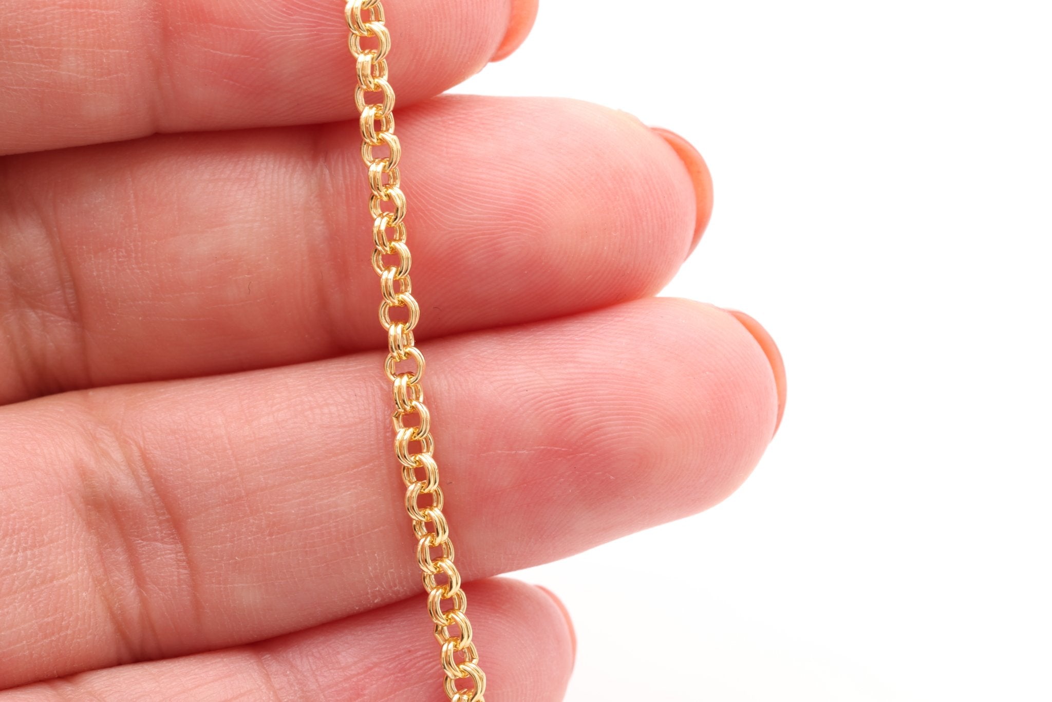 2mm Double Cable Chain, Gold - Filled, Bulk DIY Spool Pay Per Foot Jewelry Making Chain - HarperCrown
