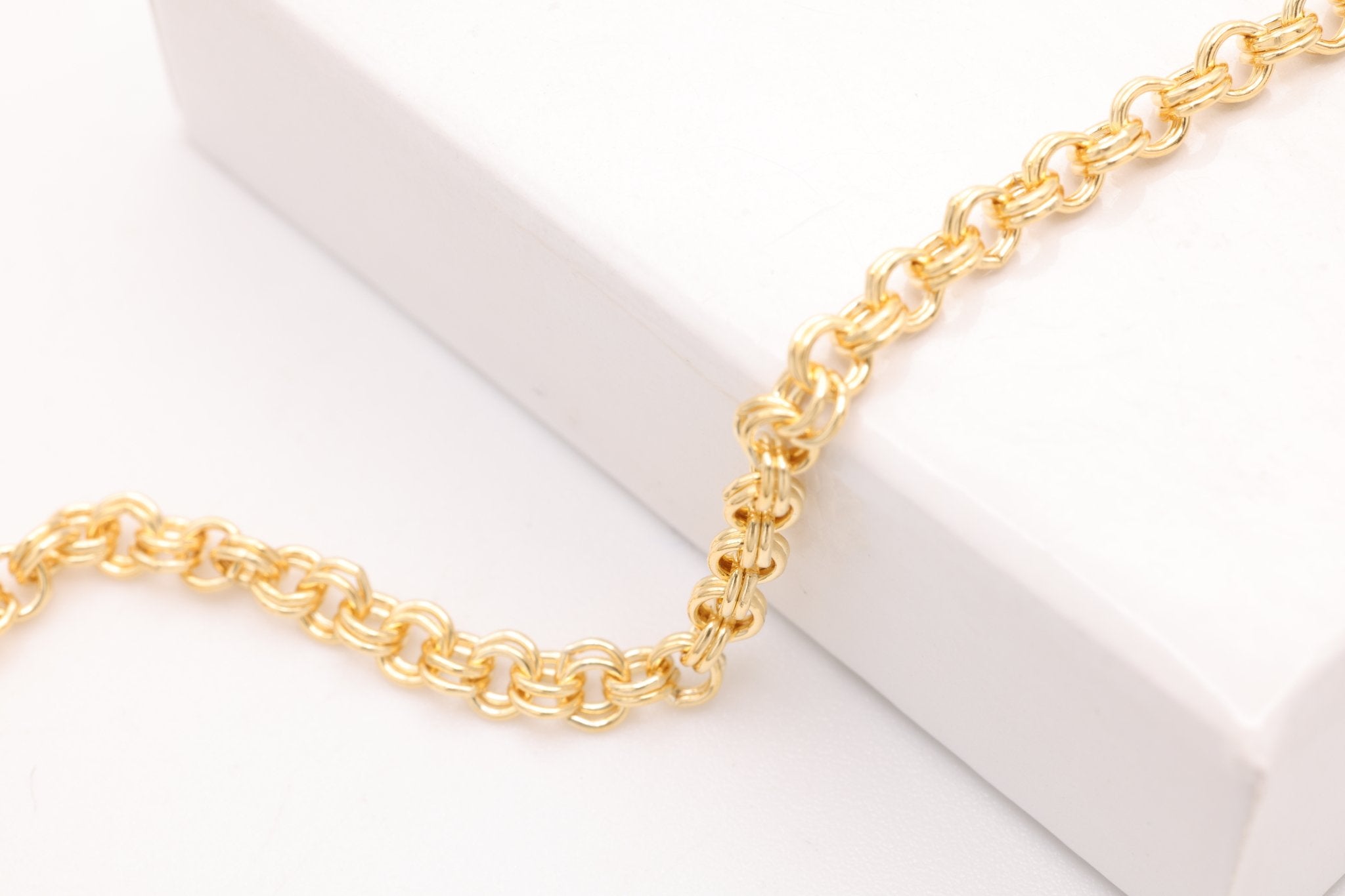 2mm Double Cable Chain, Gold - Filled, Bulk DIY Spool Pay Per Foot Jewelry Making Chain - HarperCrown