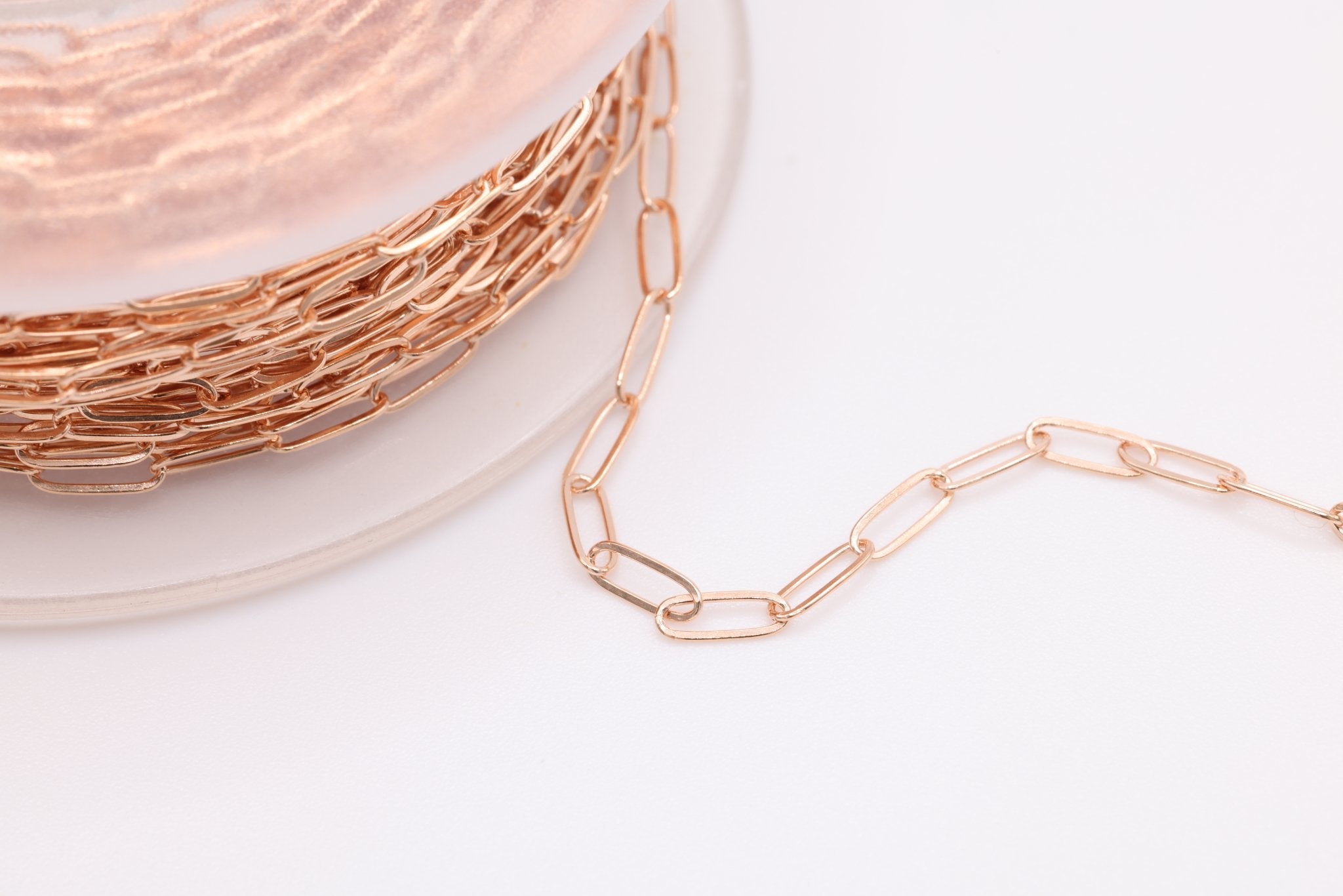 2mm Drawn Flat Cable Chain, Gold-Filled or Sterling Silver, Footage Rectangle Chain Link Paperclip Chain Wholesale - HarperCrown