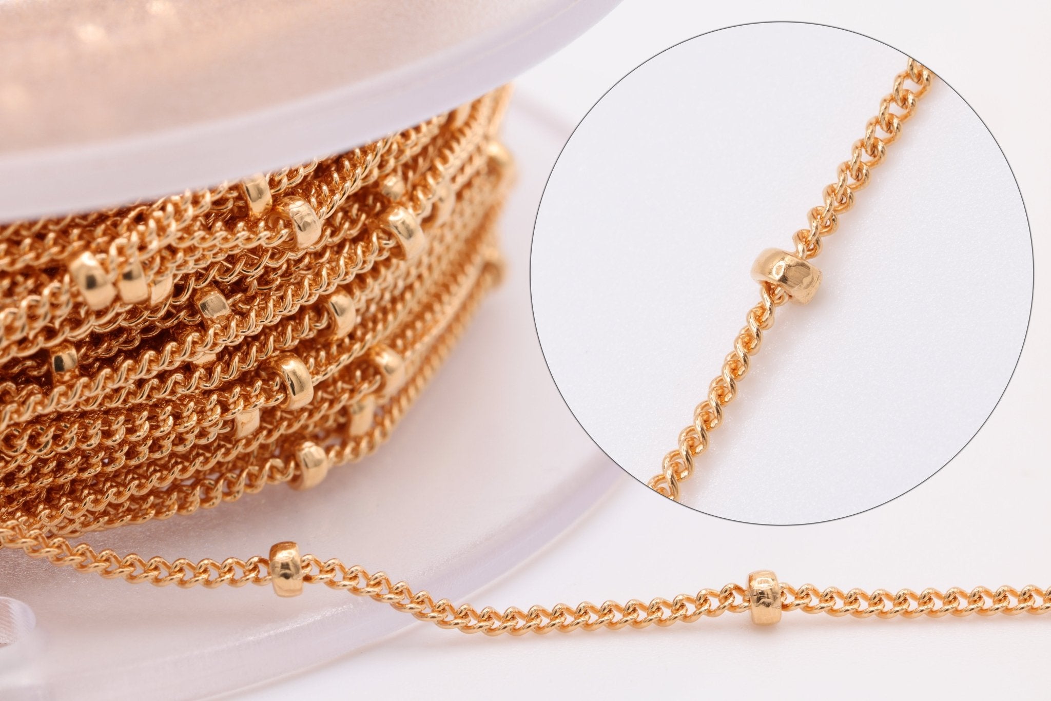 2mm Satellite Chain, Rose Gold - Filled, Bulk Pay Per Foot Uncut Spools For Jewelers - HarperCrown