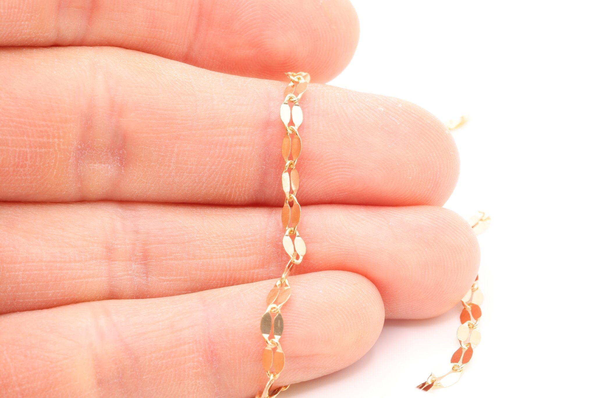 2mm x 2.5mm Dapped Chain, Gold - Filled, Bulk Spool Pay Per Foot Jewelry Making Chain - HarperCrown