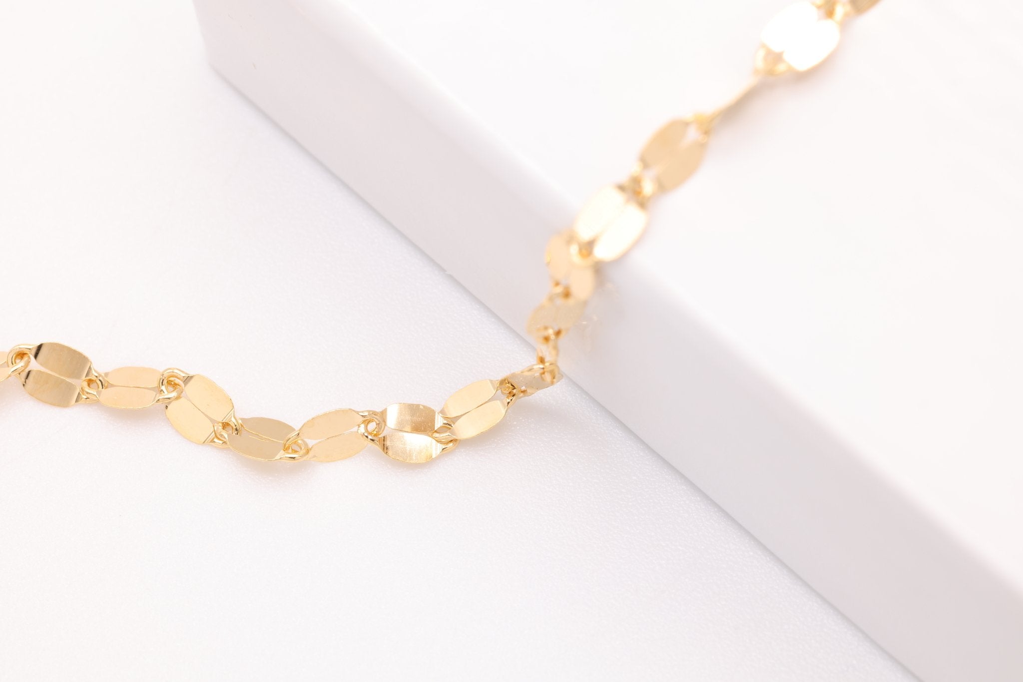 2mm x 2.5mm Dapped Chain, Gold - Filled, Bulk Spool Pay Per Foot Jewelry Making Chain - HarperCrown