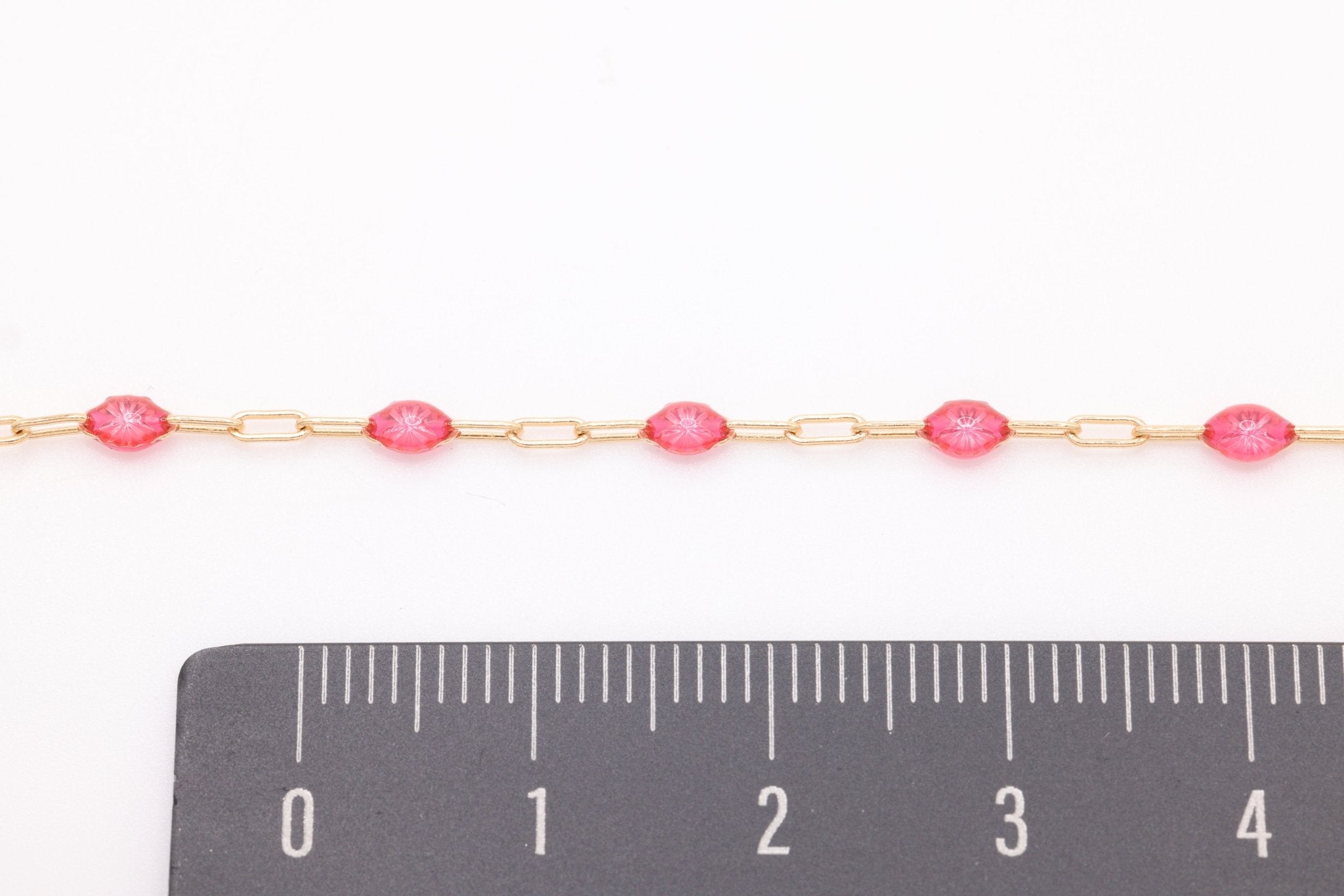 2mm x 2.5mm Paperclip Fuchsia Enamel Chain, 14/20 Gold - Filled, Enamel Color Unfinished Chain Permanent Jewelry - HarperCrown
