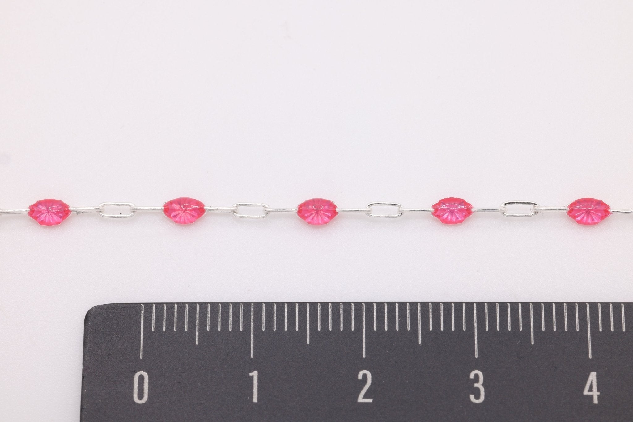 2mm x 2.5mm Paperclip Fuchsia Enamel Chain, 925 Sterling Silver, Enamel Color Unfinished Chain Permanent Jewelry - HarperCrown