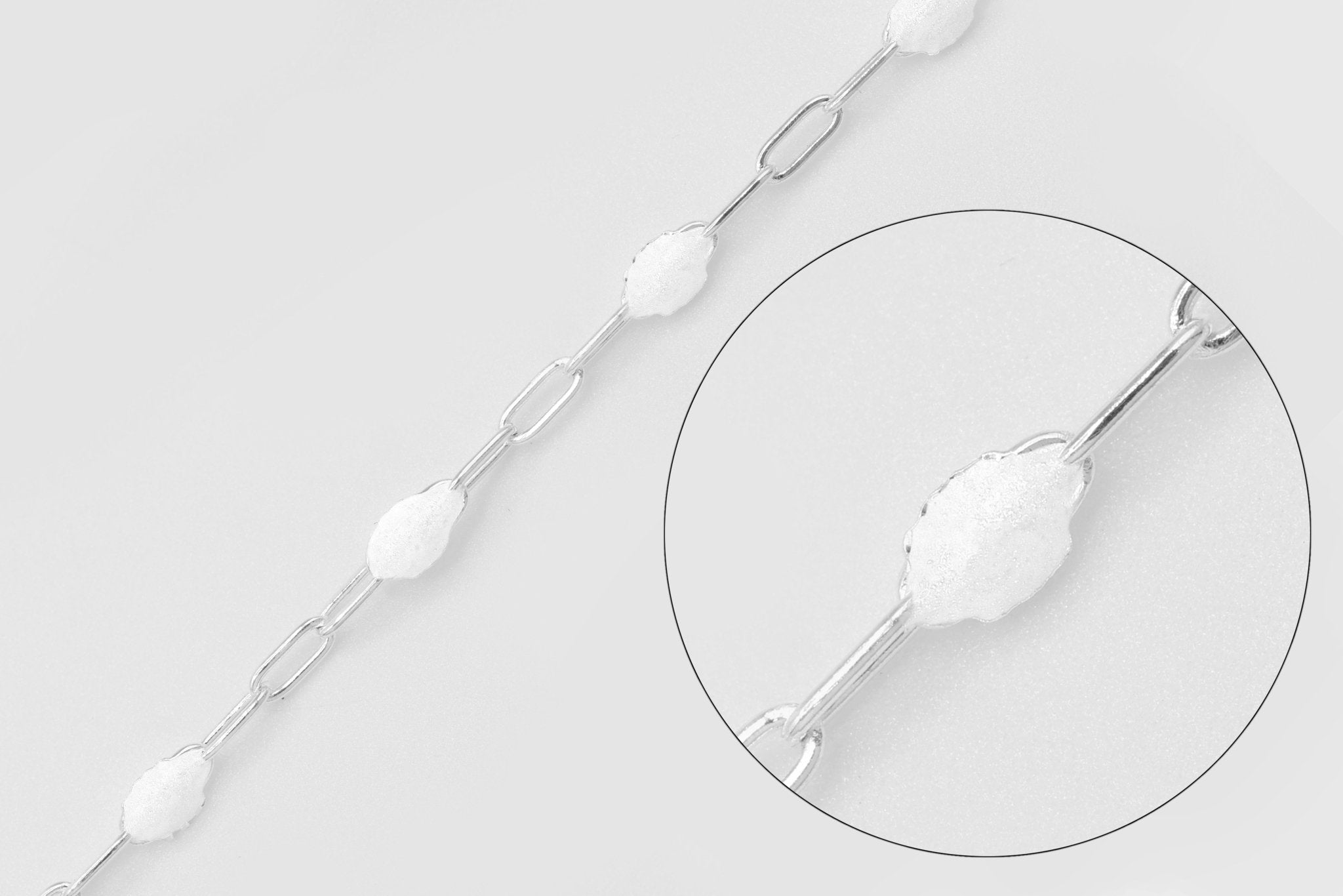 2mm x 2.5mm Paperclip White Enamel Chain, 925 Sterling Silver, Enamel Color Unfinished Chain Permanent Jewelry - HarperCrown