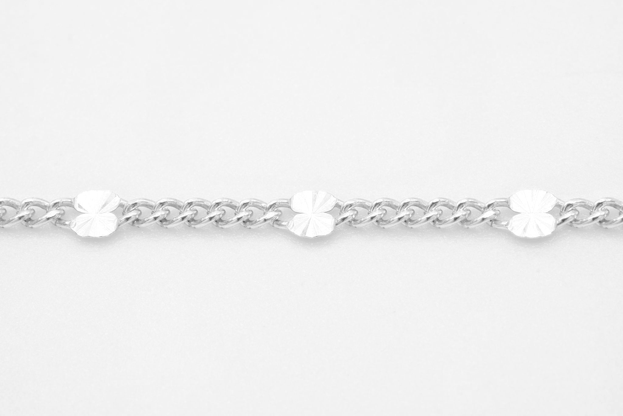 2mm x 2.5mm Starburst Chain, 925 Sterling Silver, Wholesale, Diamond Cut, Bulk Spool Pay Per Foot Jewelry Making - HarperCrown