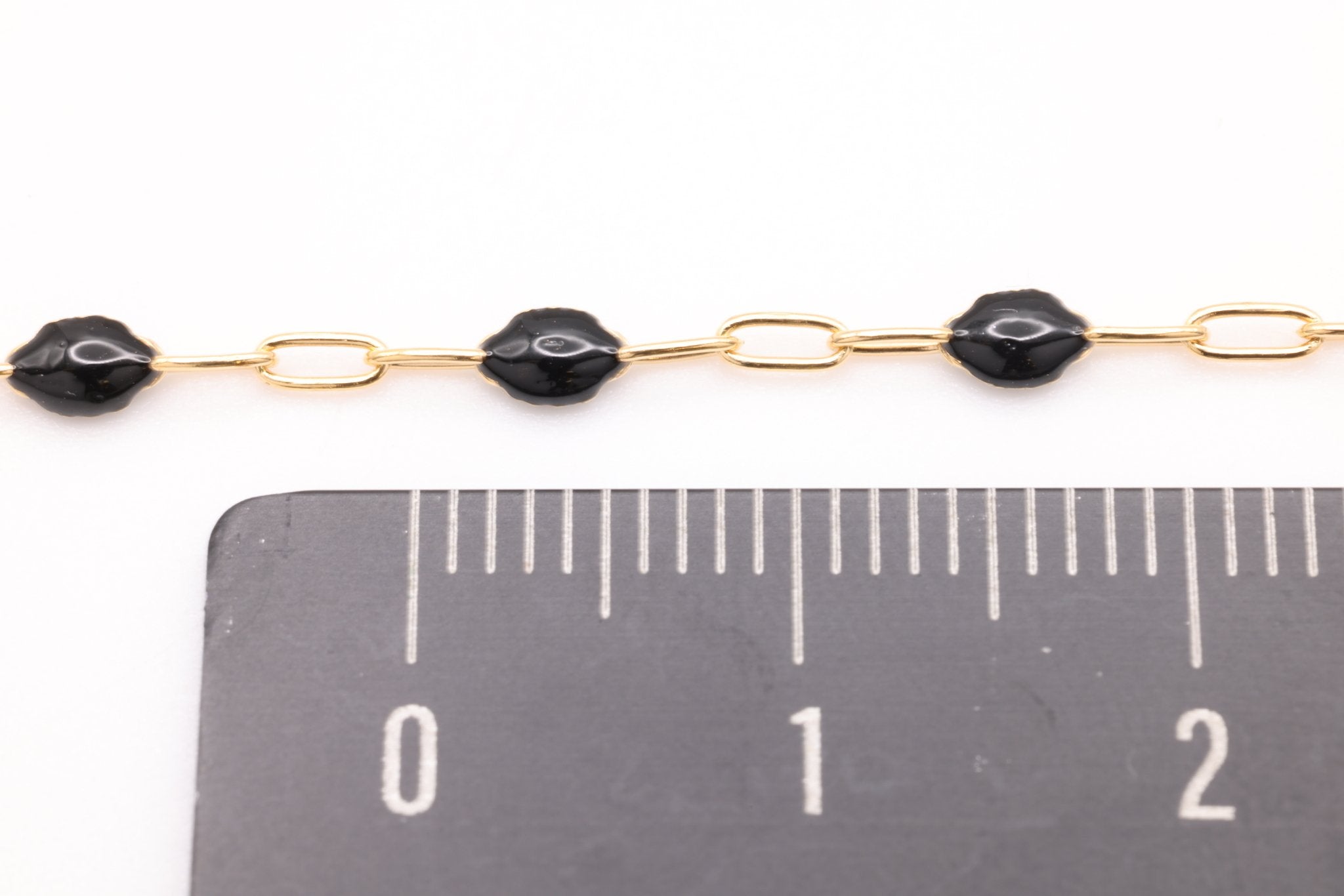 2mm x 2.5mmmm Paperclip Black Enamel Chain, Gold - Filled, Enamel Color Unfinished Chain Permanent Jewelry - HarperCrown