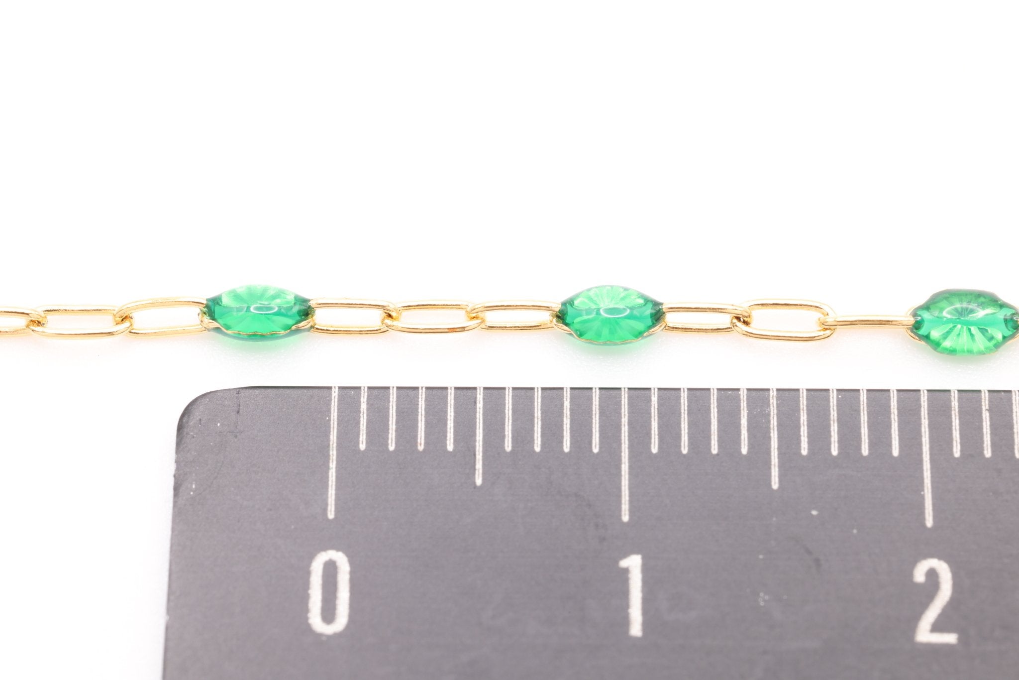 2mm x 2.5mmmm Paperclip Green Enamel Chain, Gold - Filled, Enamel Color Unfinished Chain Permanent Jewelry - HarperCrown