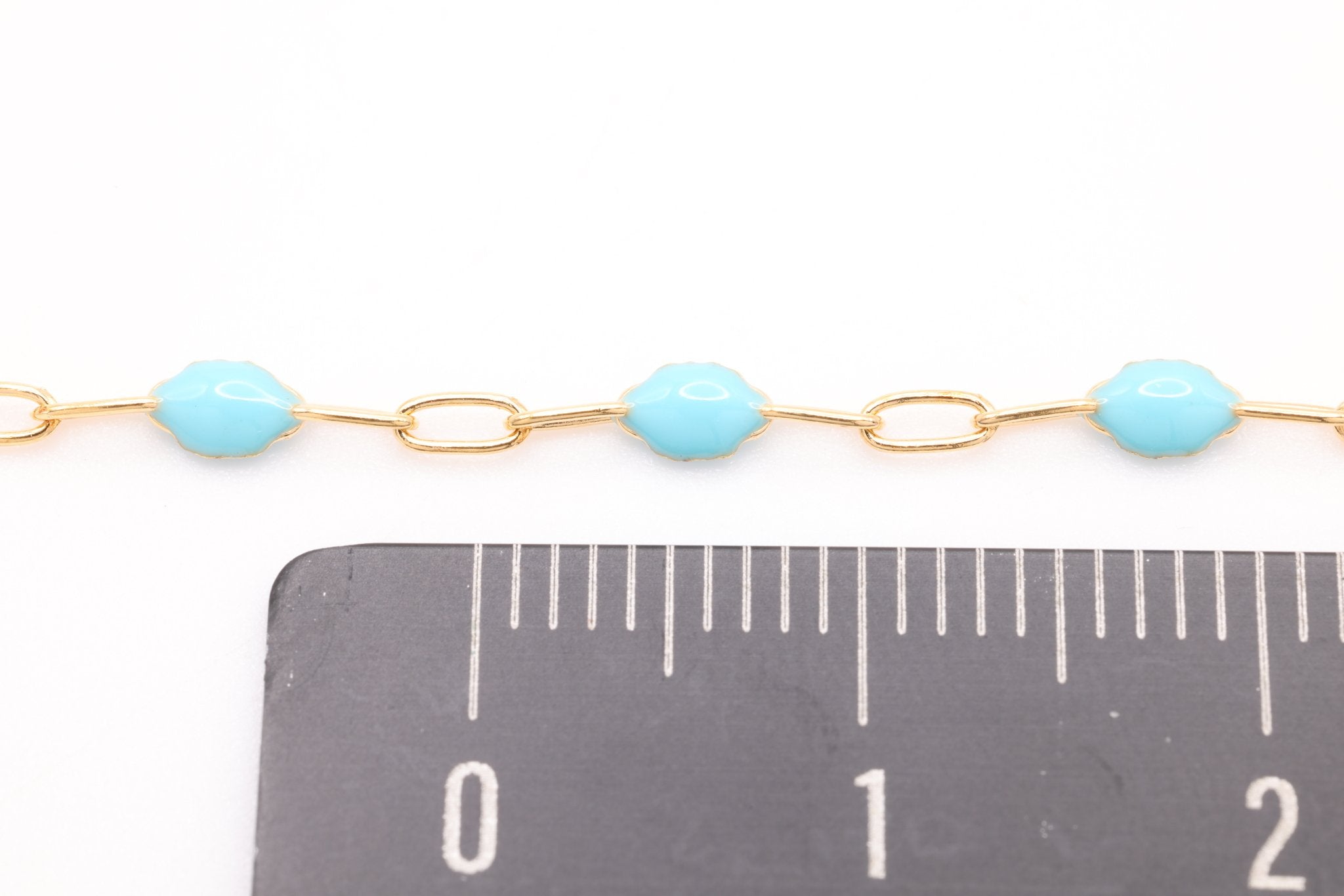 2mm x 2.5mmmm Paperclip Turquois Enamel Chain, Gold - Filled, Enamel Color Unfinished Chain Permanent Jewelry - HarperCrown