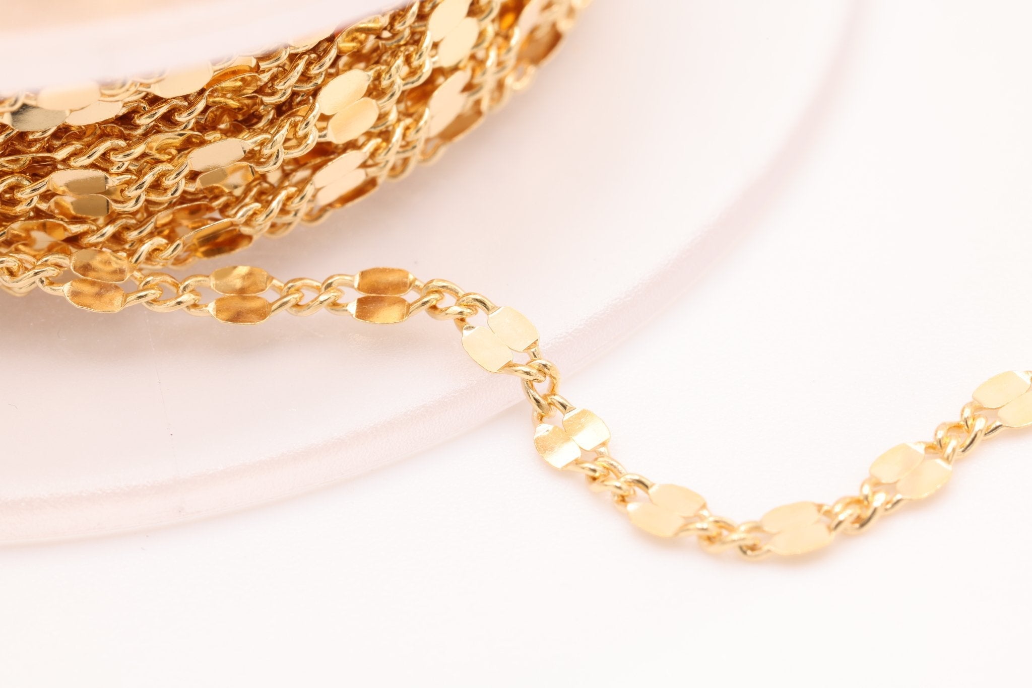 2mm x 2mm Dapped Link Chain, 14K Gold - Filled, Spool or Footage Chain - HarperCrown