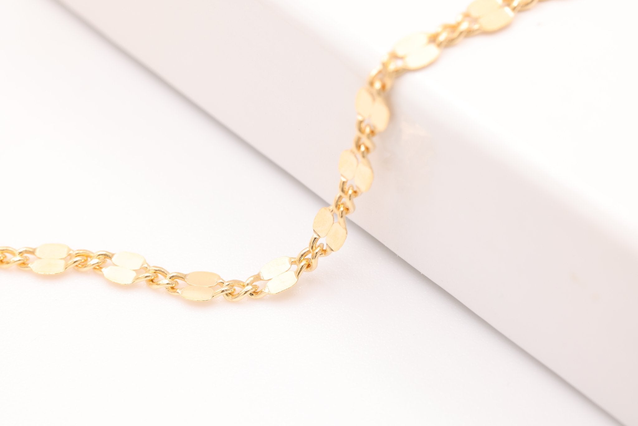 2mm x 2mm Dapped Link Chain, 14K Gold - Filled, Spool or Footage Chain - HarperCrown