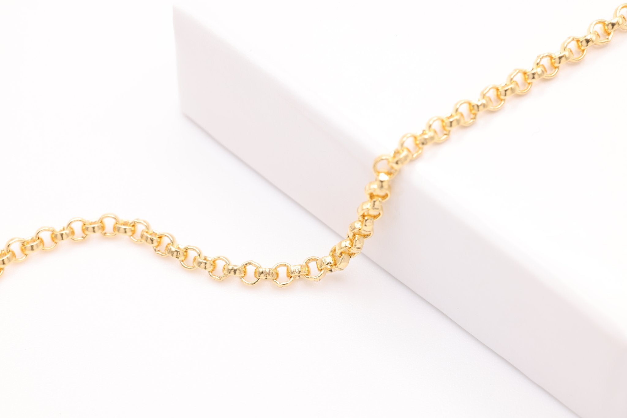 2mm x 2mm Rolo Chain, Gold - Filled, Bulk DIY Spool Pay Per Foot Jewelry Making Chain - HarperCrown
