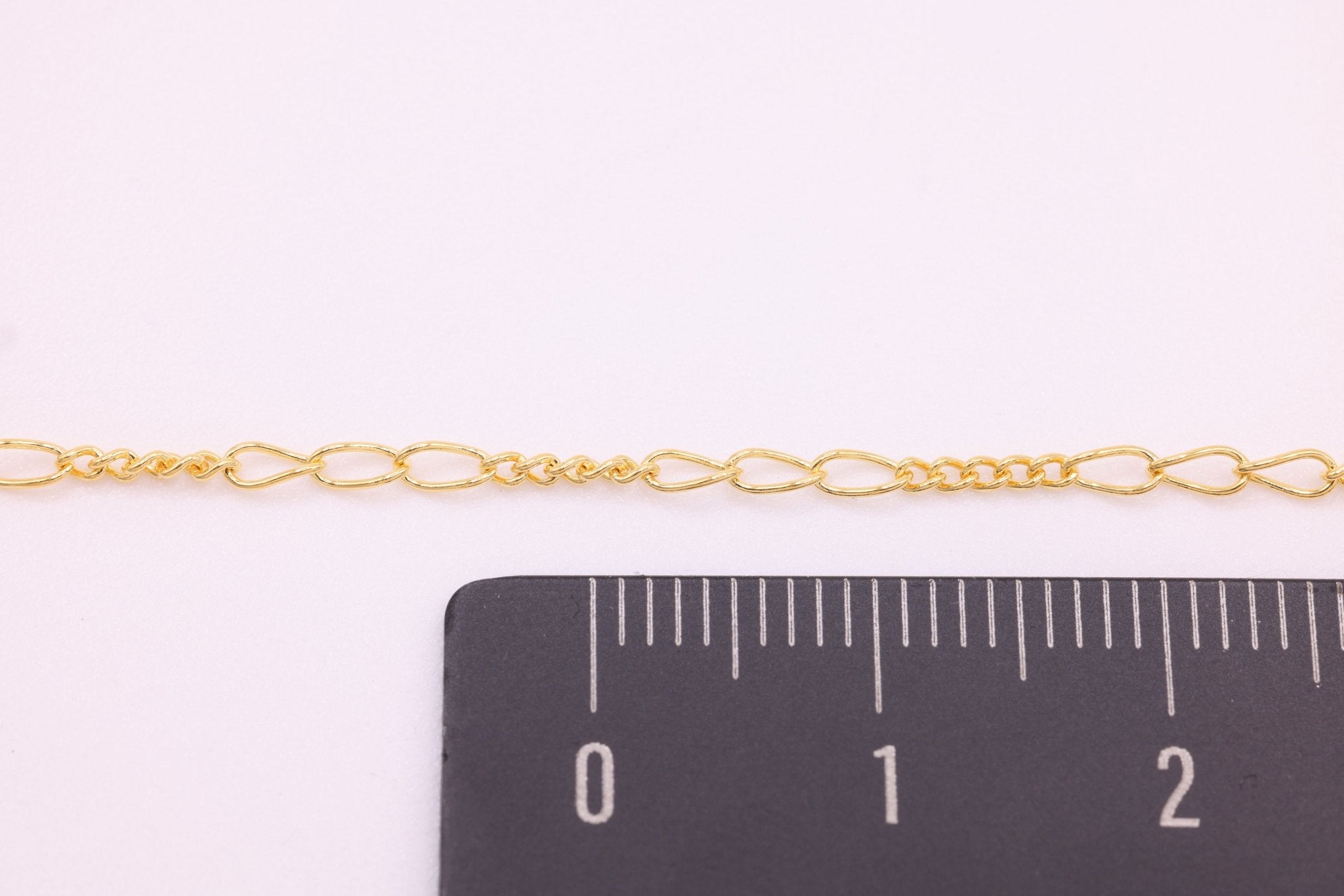 2mm x 3.5mm Figaro Chain, 14/20 Gold - Filled, Wholesale, Pay Per Foot, 5 & 3 Link Jewelry Making Chain - HarperCrown