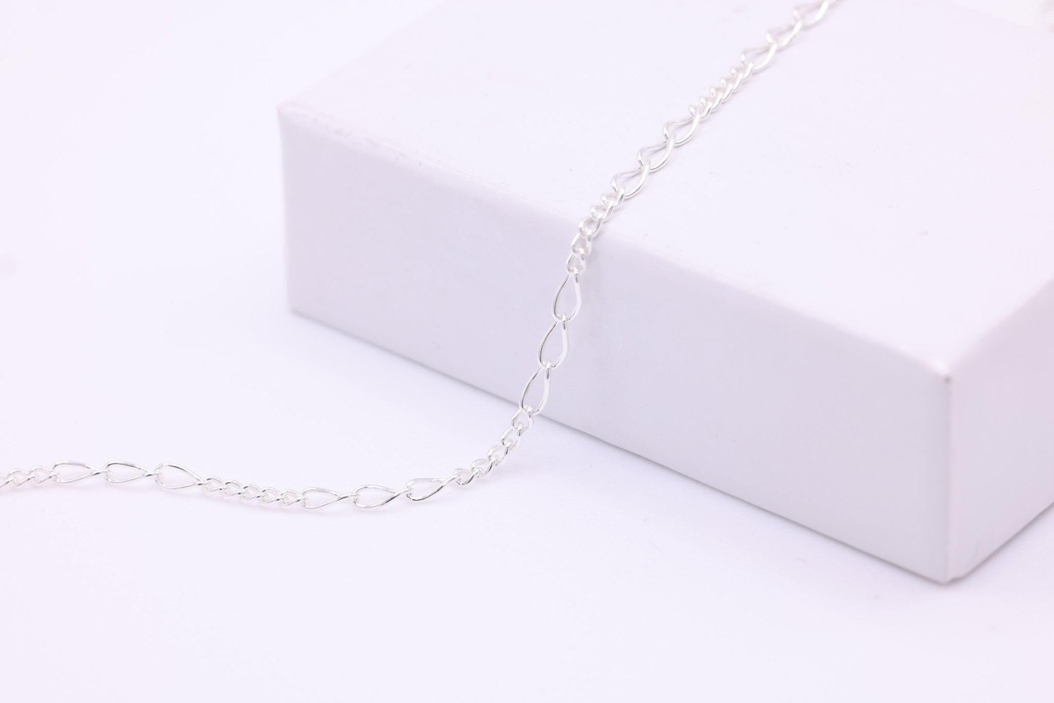 2mm x 3.5mm Figaro Chain, 925 Sterling Silver, Wholesale, Pay Per Foot, 5 & 3 Link Jewelry Making Chain - HarperCrown