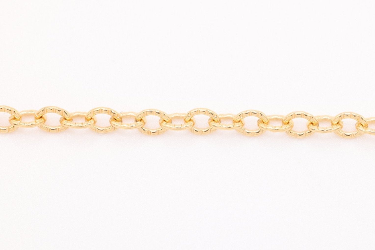 2mm x 3mm Textured Cable Chain, 14K Gold - Filled, Bulk DIY Spool Pay Per Foot Jewelry Making Chain - HarperCrown