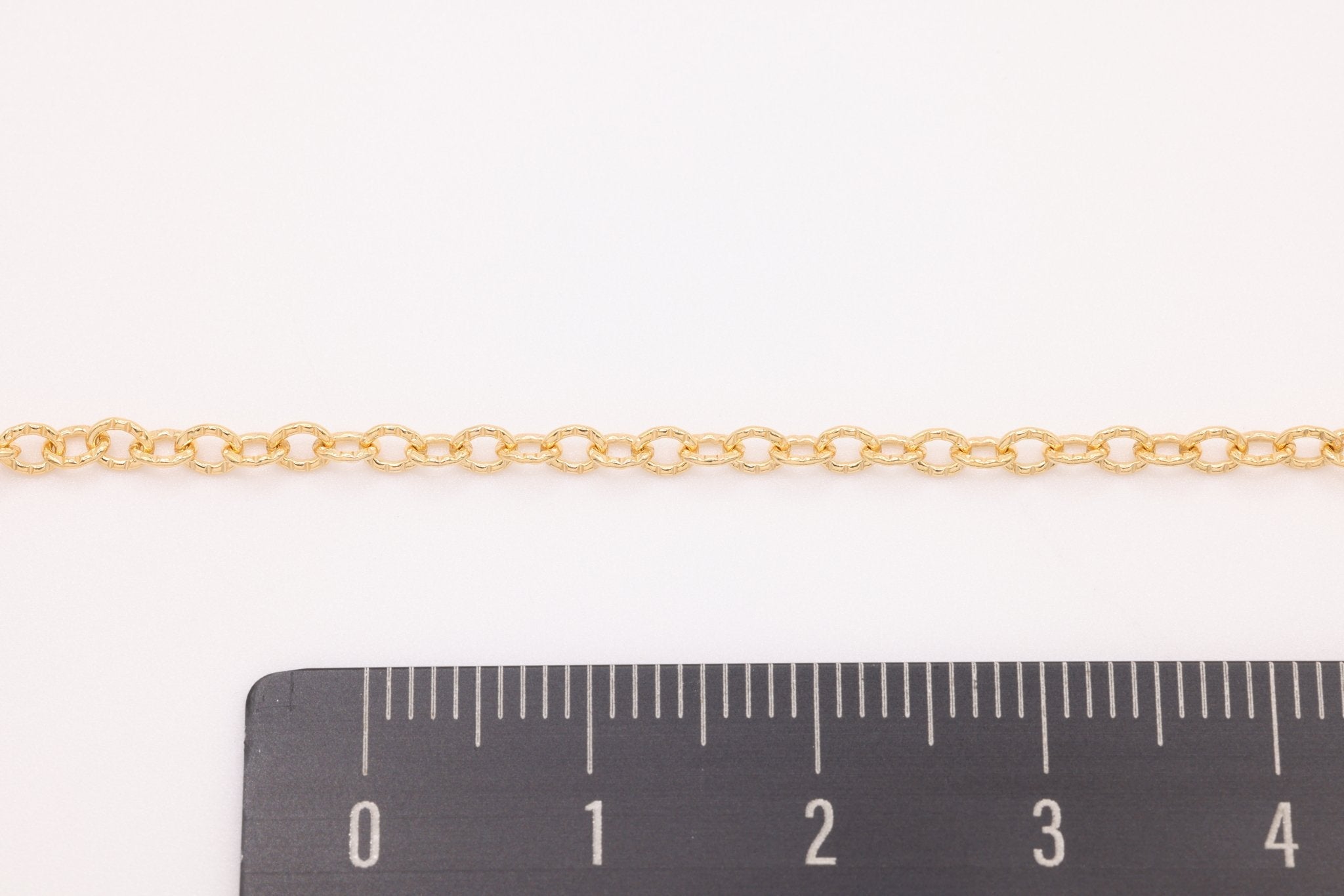 2mm x 3mm Textured Cable Chain, 14K Gold - Filled, Bulk DIY Spool Pay Per Foot Jewelry Making Chain - HarperCrown