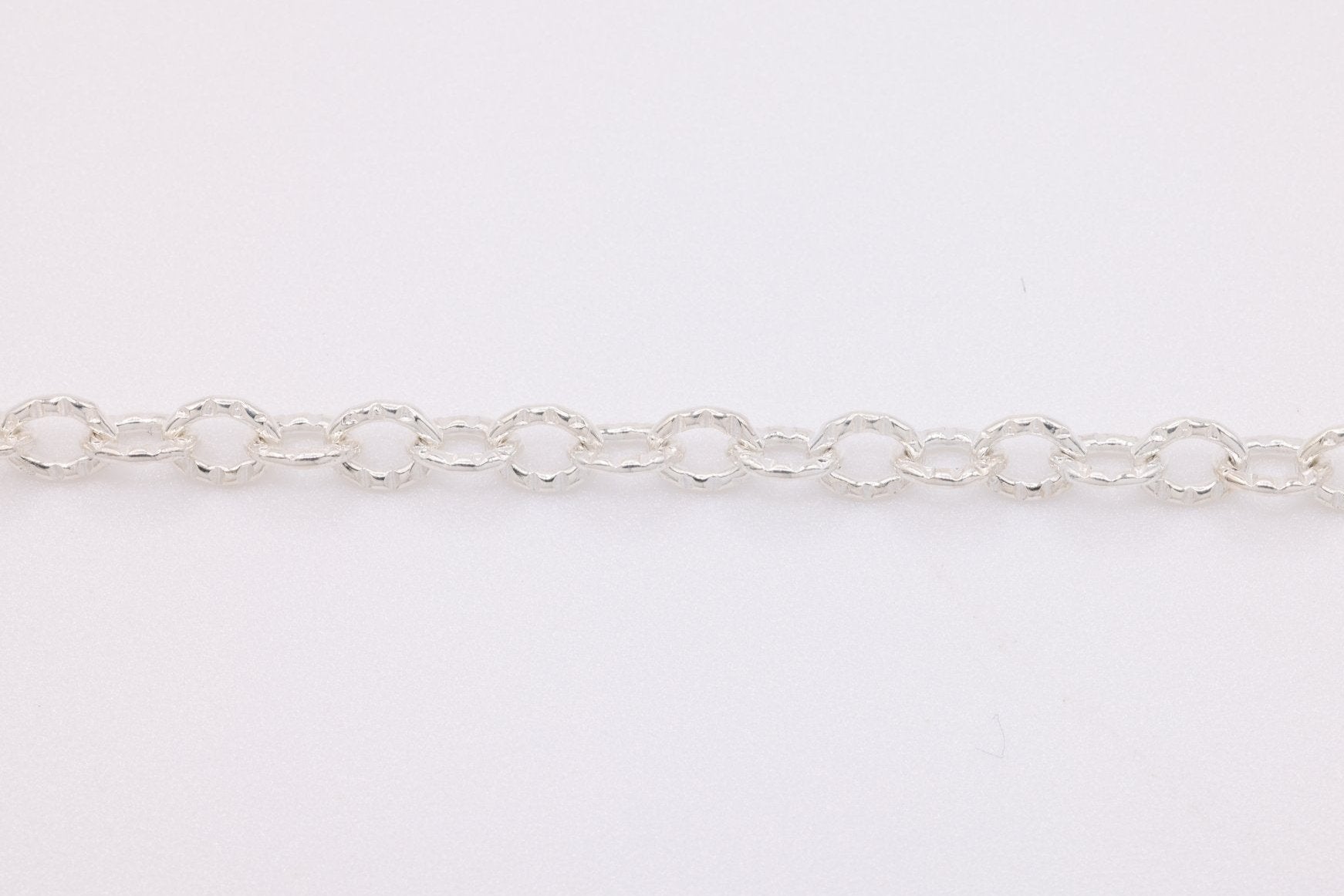 2mm x 3mm Textured Cable Chain, Sterling Silver, Bulk DIY Spool Pay Per Foot Jewelry Making Chain - HarperCrown