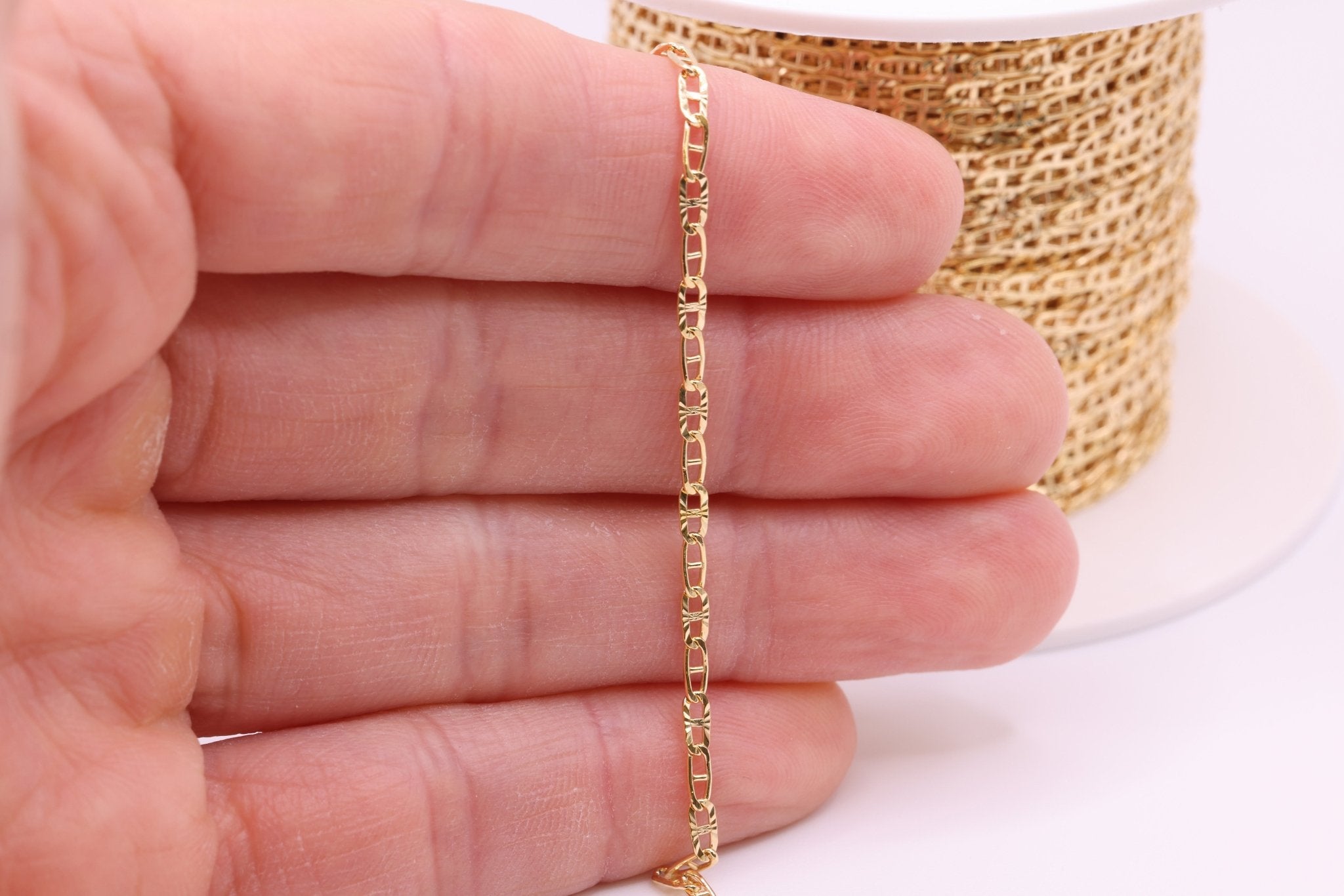 2mm x 4mm Anchor Starburst Chain, 14/20 Gold - Filled, Wholesale, Pay Per Foot, Jewelry Making Chain - HarperCrown