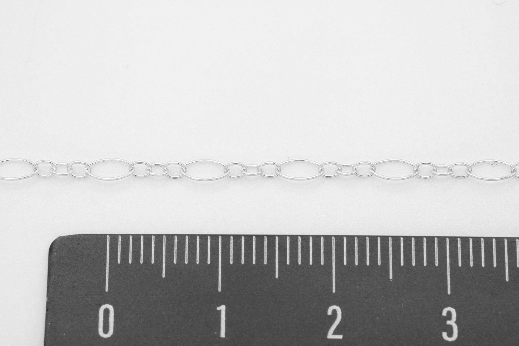 2mm x 4mm Long & Short Oval Chain, 925 Sterling Silver, Wholesale - HarperCrown