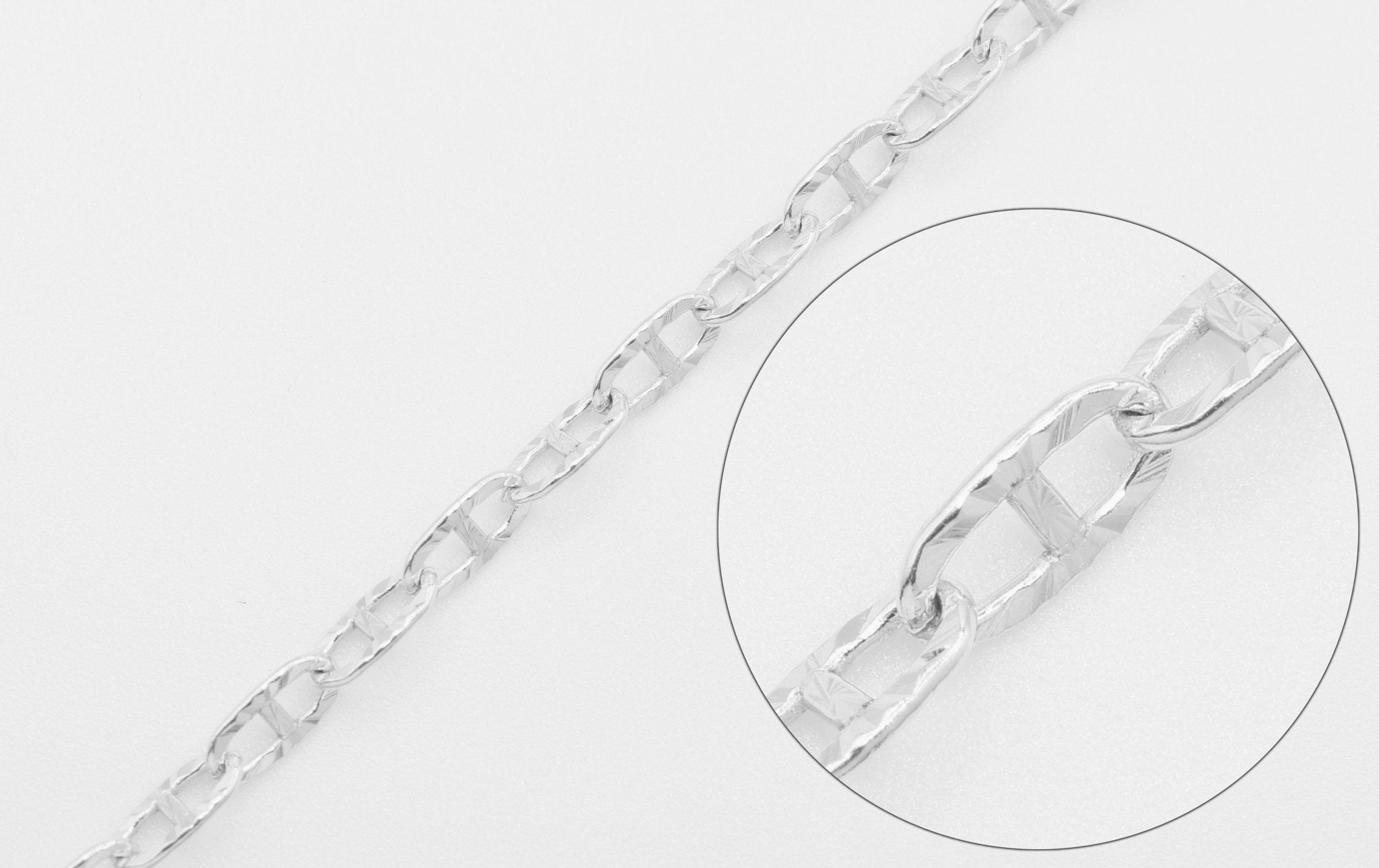 2mm x 4mm Mariner Anchor Starburst Chain, 925 Sterling Silver - HarperCrown