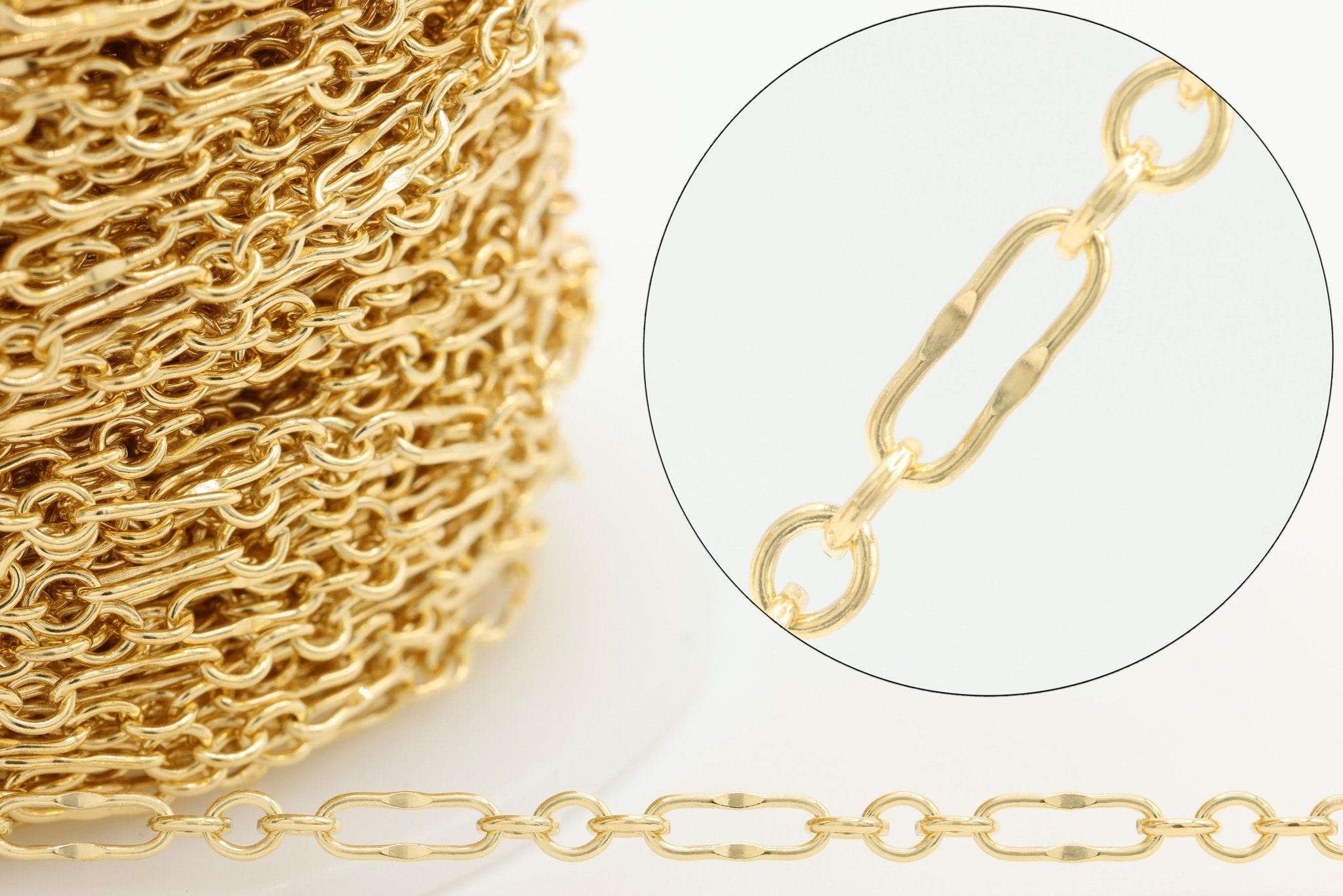 2mm x 5.5mm Dapped Chain, 14/20 Gold-Filled, Wholesale, Pay Per Foot, Jewelry Making Chain - HarperCrown