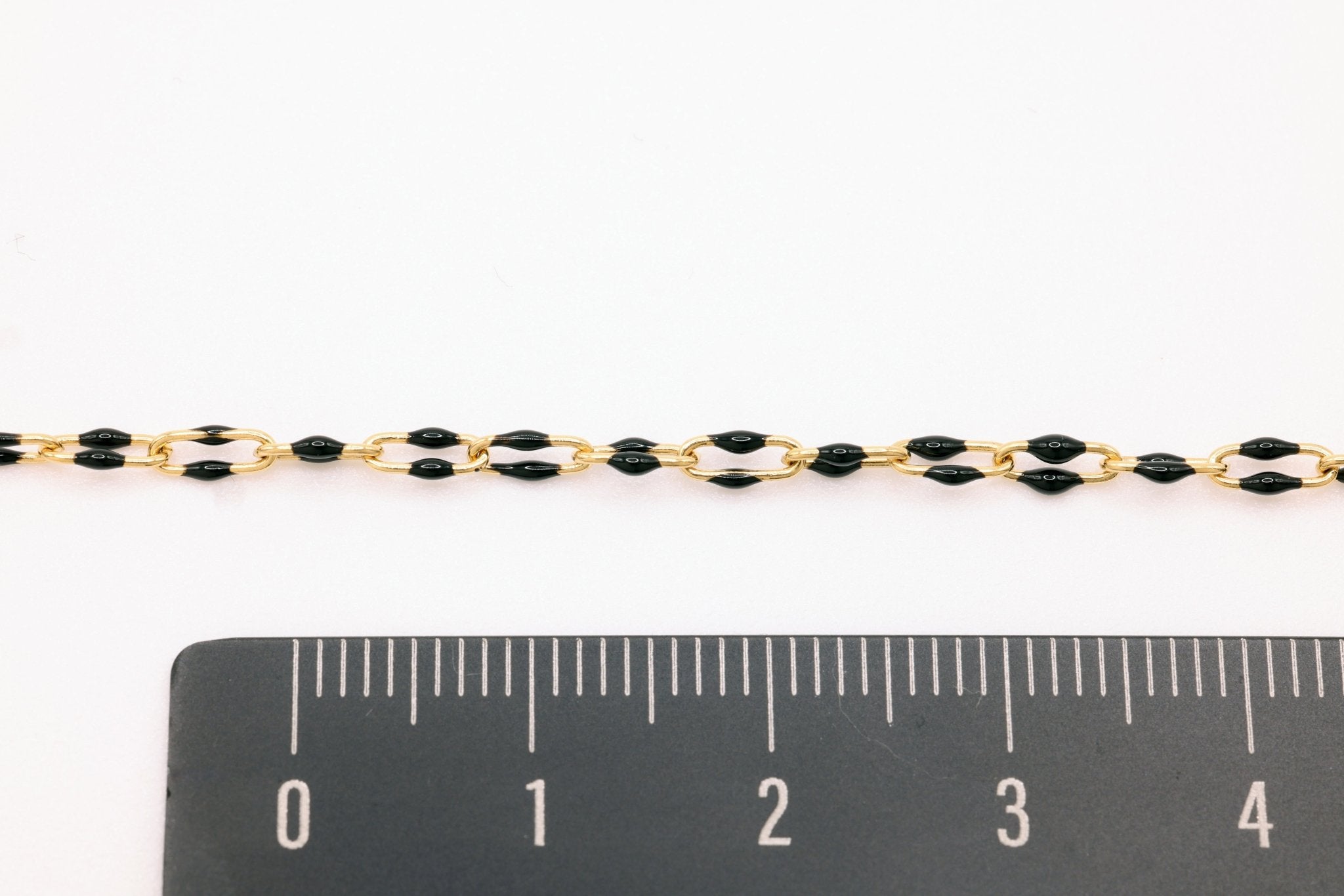 2mm x 5.5mm Paperclip Black Double Enamel Chain, 14/20 Gold - Filled, Enamel Color Unfinished Chain Permanent Jewelry - HarperCrown