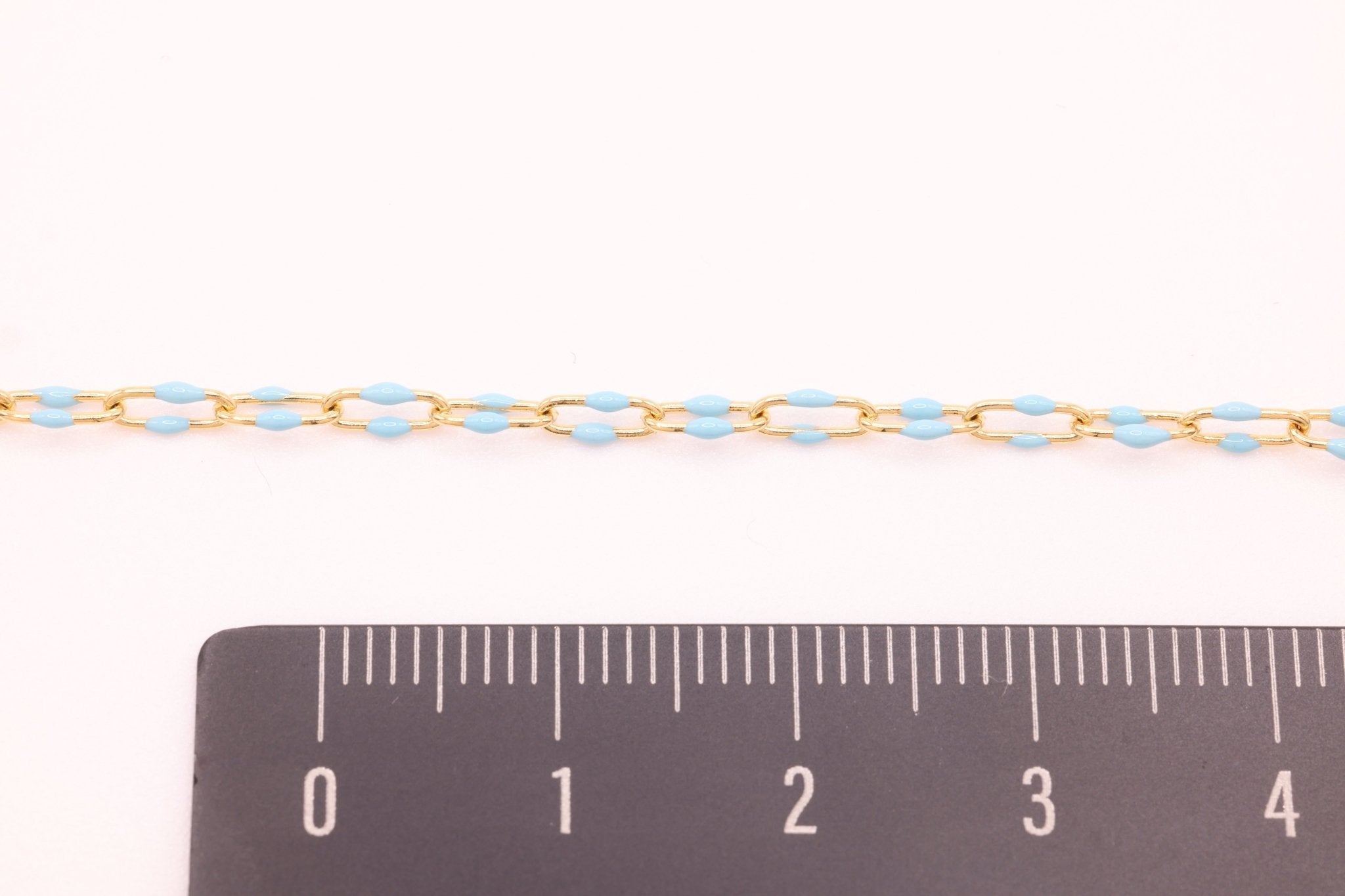 2mm x 5.5mm Paperclip Blue Double Enamel Chain, 14/20 Gold - Filled, Enamel Color Unfinished Chain Permanent Jewelry - HarperCrown
