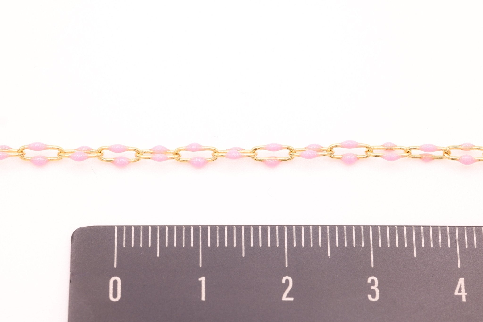 2mm x 5.5mm Paperclip Pink Double Enamel Chain, 14/20 Gold - Filled, Enamel Color Unfinished Chain Permanent Jewelry - HarperCrown