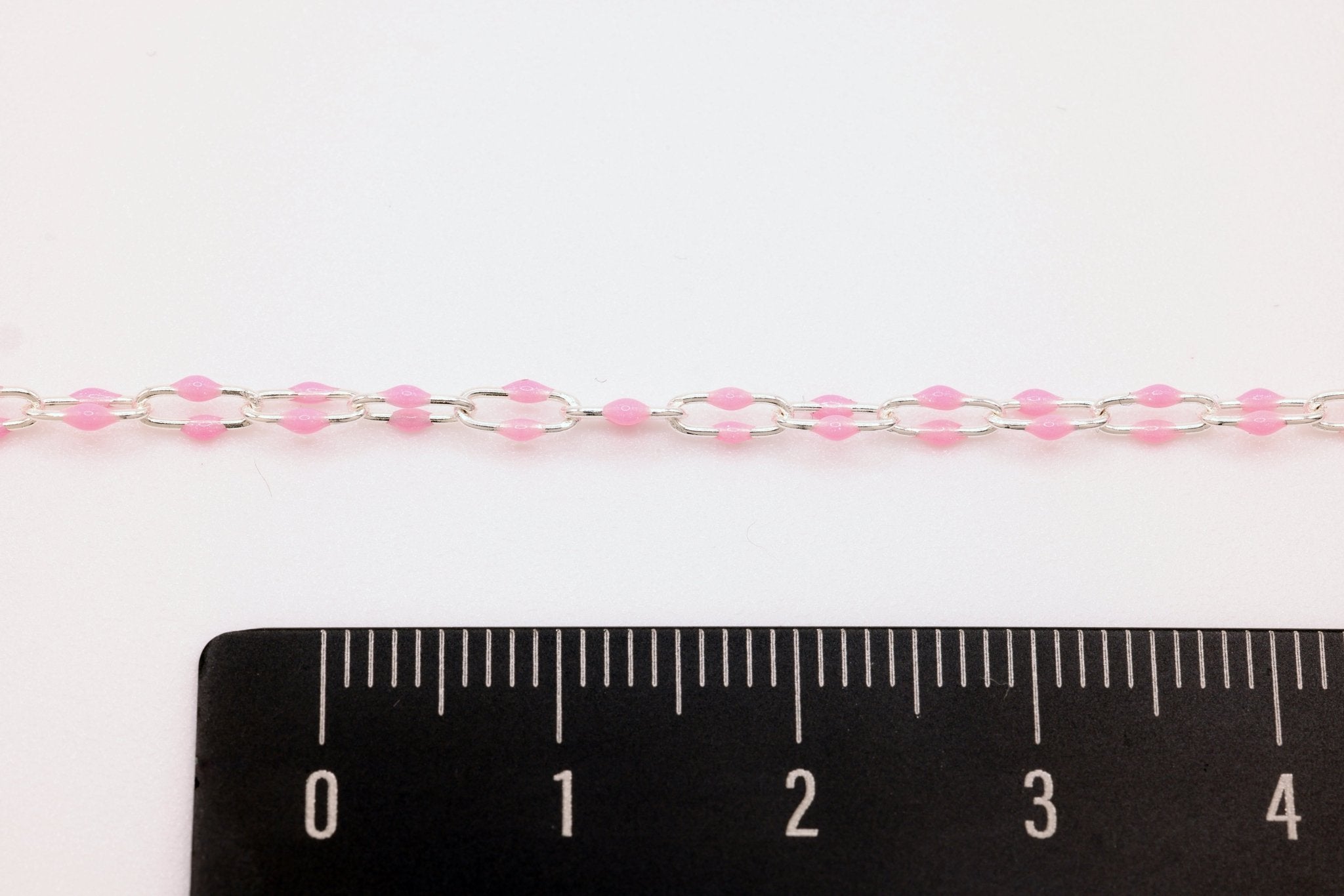 2mm x 5.5mm Paperclip Pink Double Enamel Chain, 925 Sterling Silver, Enamel Color Unfinished Chain Permanent Jewelry - HarperCrown