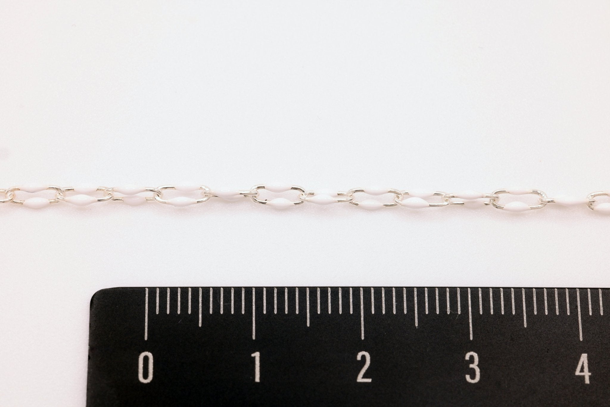 2mm x 5.5mm Paperclip White Double Enamel Chain, 925 Sterling Silver, Enamel Color Unfinished Chain Permanent Jewelry - HarperCrown