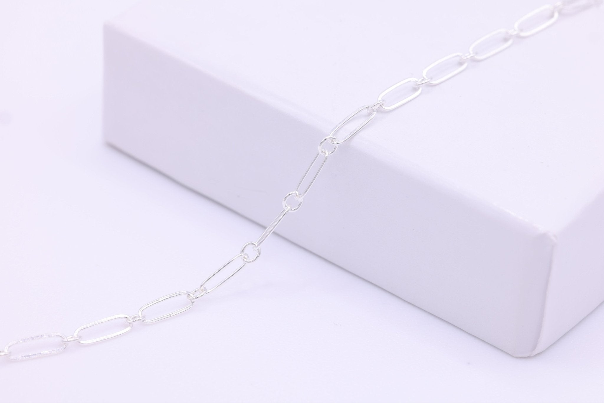 2mm x 5mm Paperclip Long & Short Chain, 925 Sterling Silver, Wholesale, Pay Per Foot, Jewelry Making Chain - HarperCrown