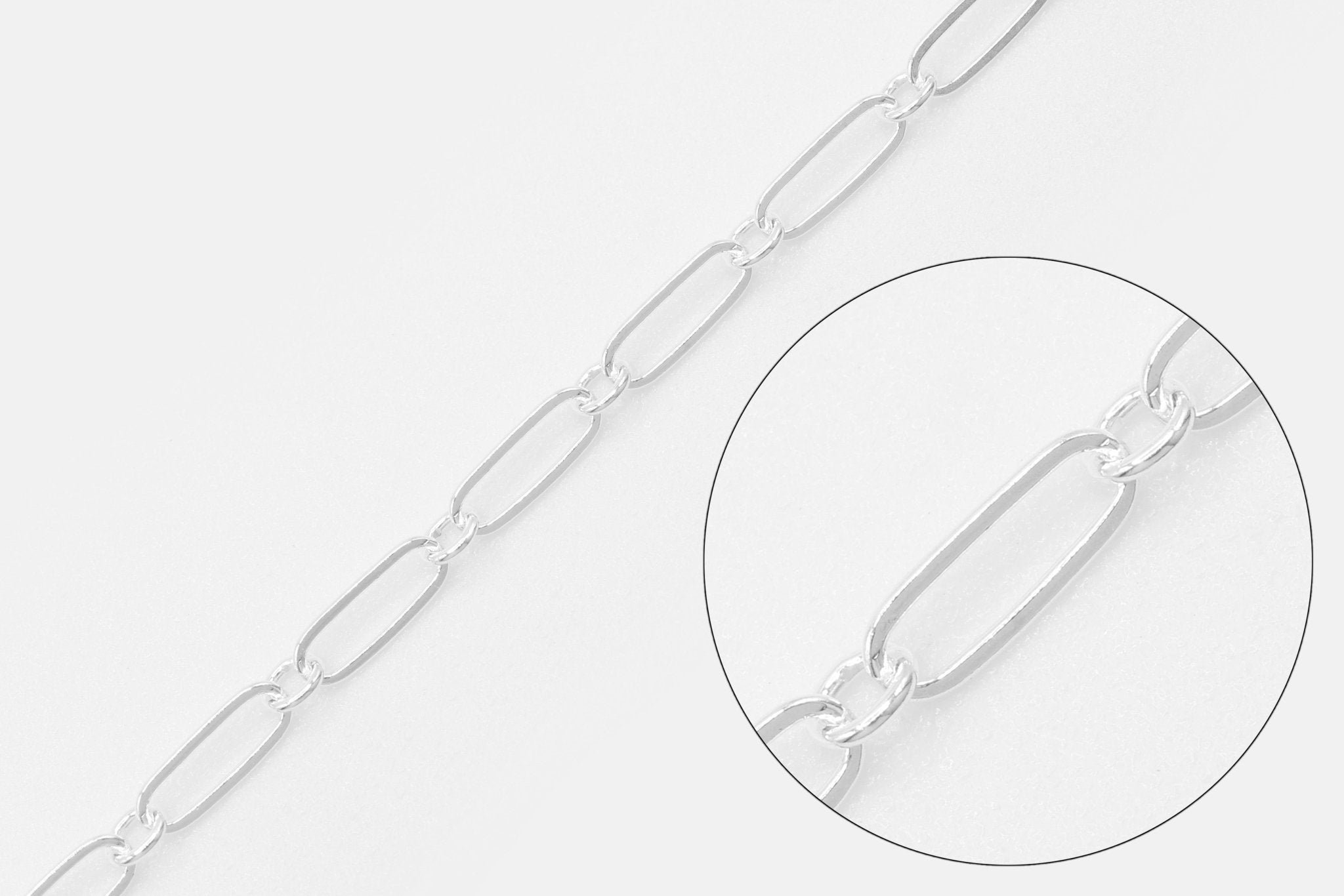2mm x 5mm Paperclip Long & Short Chain, 925 Sterling Silver, Wholesale, Pay Per Foot, Jewelry Making Chain - HarperCrown